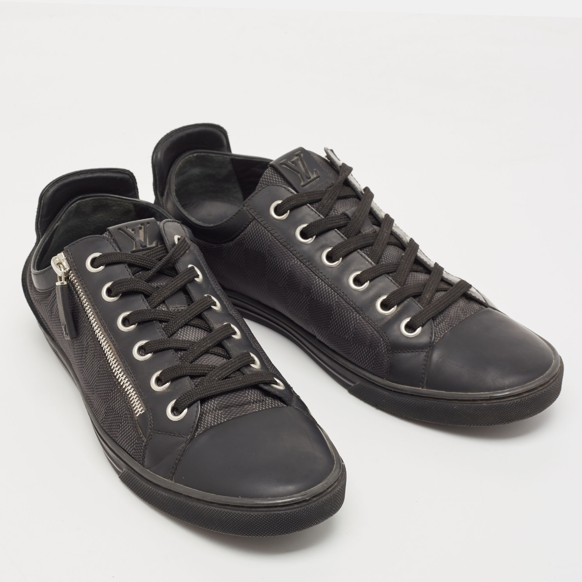 Louis Vuitton Black Damier Ebene Nylon And Leather Sneakers Size 43