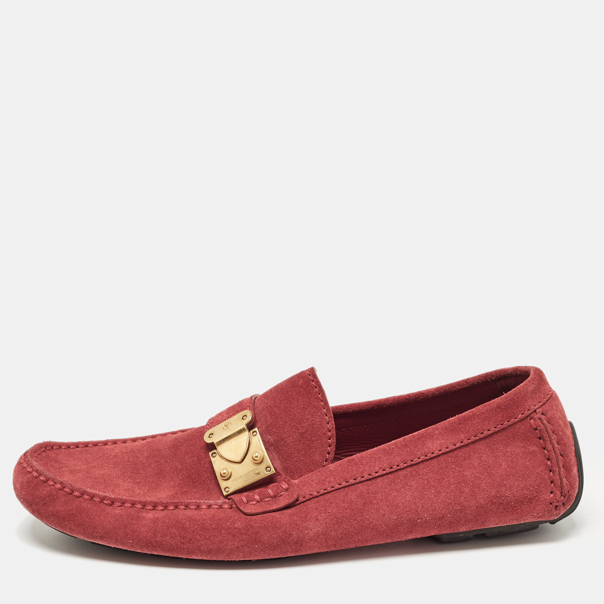 Louis vuitton red suede lombok loafers size 43.5