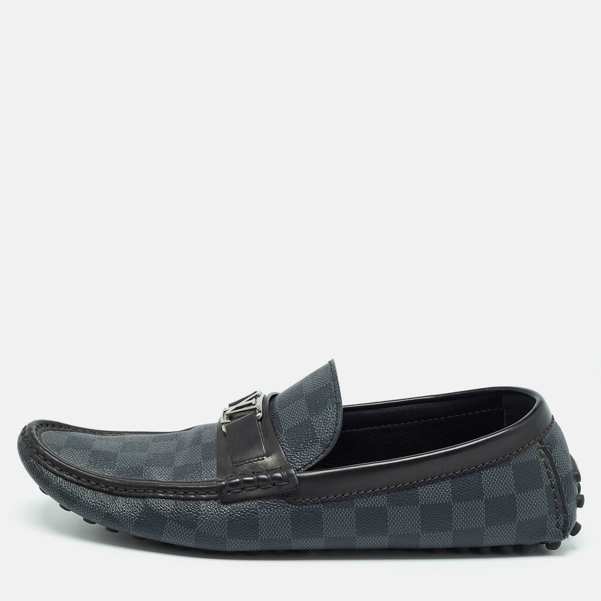 Louis vuitton black canvas hockenheim  loafers  size 44