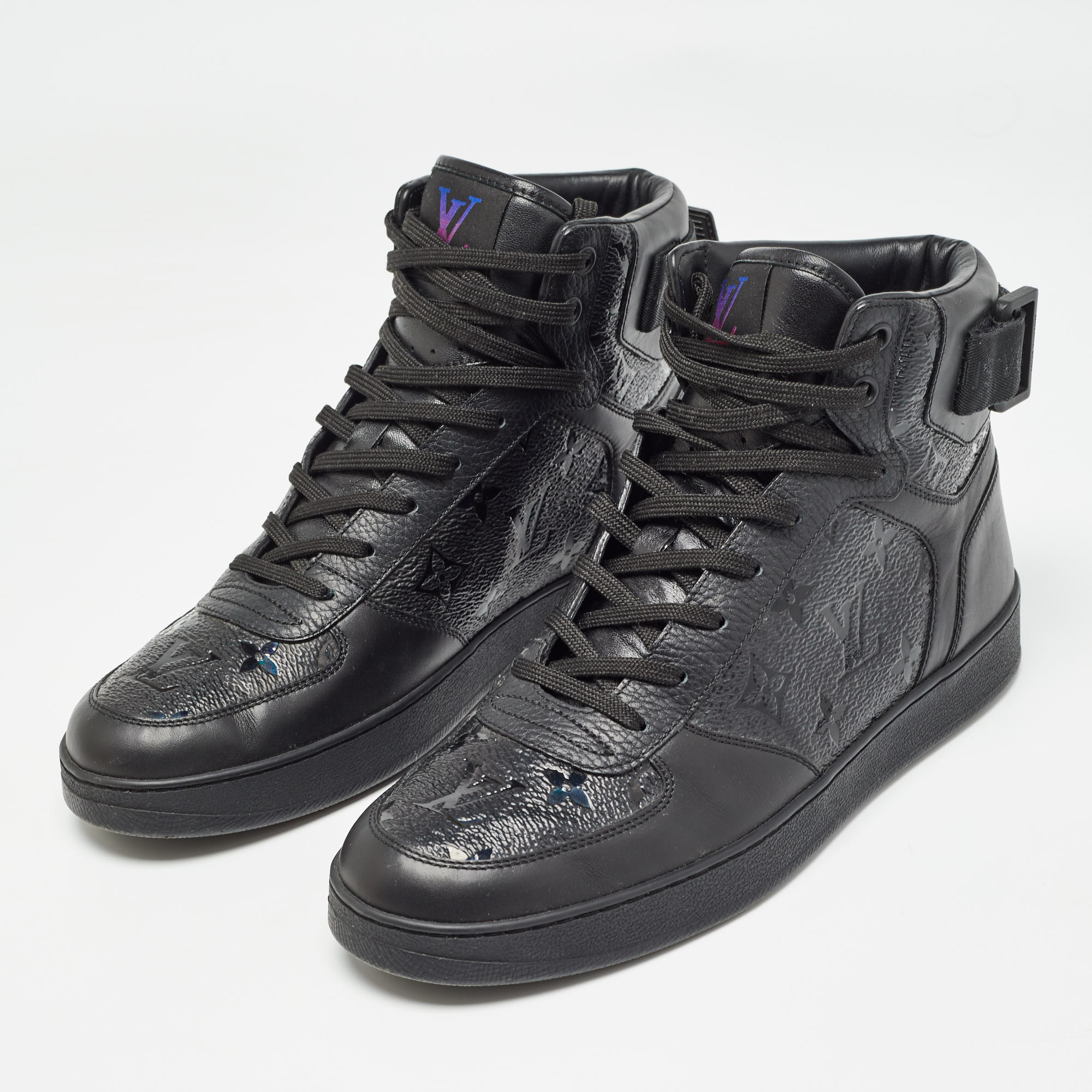 Louis Vuitton Black Leather Rivoli High Top Sneakers Size 40