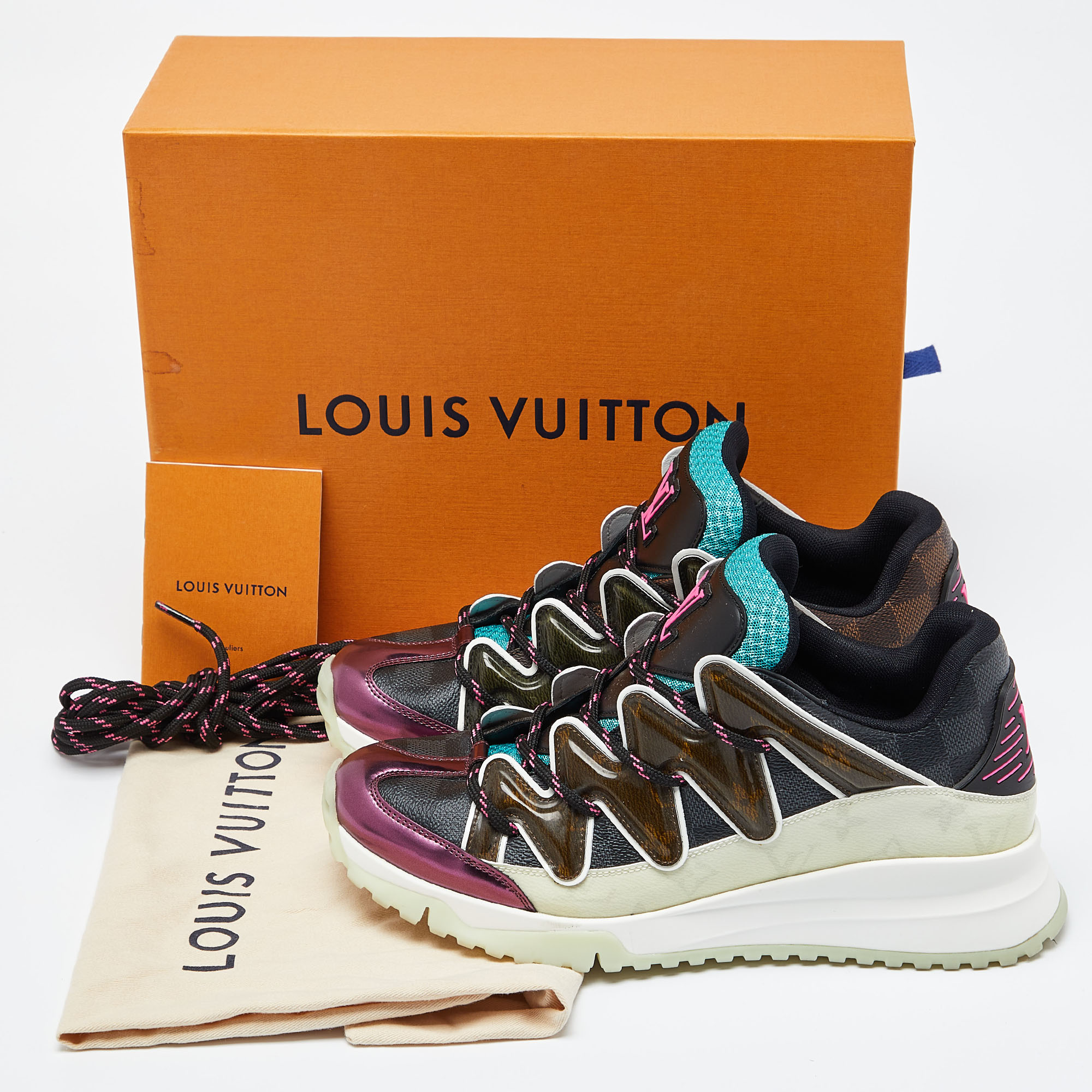 Louis Vuitton Multicolor Coated Canvas And Leather Zig Zag Lace Up Sneakers Size 42