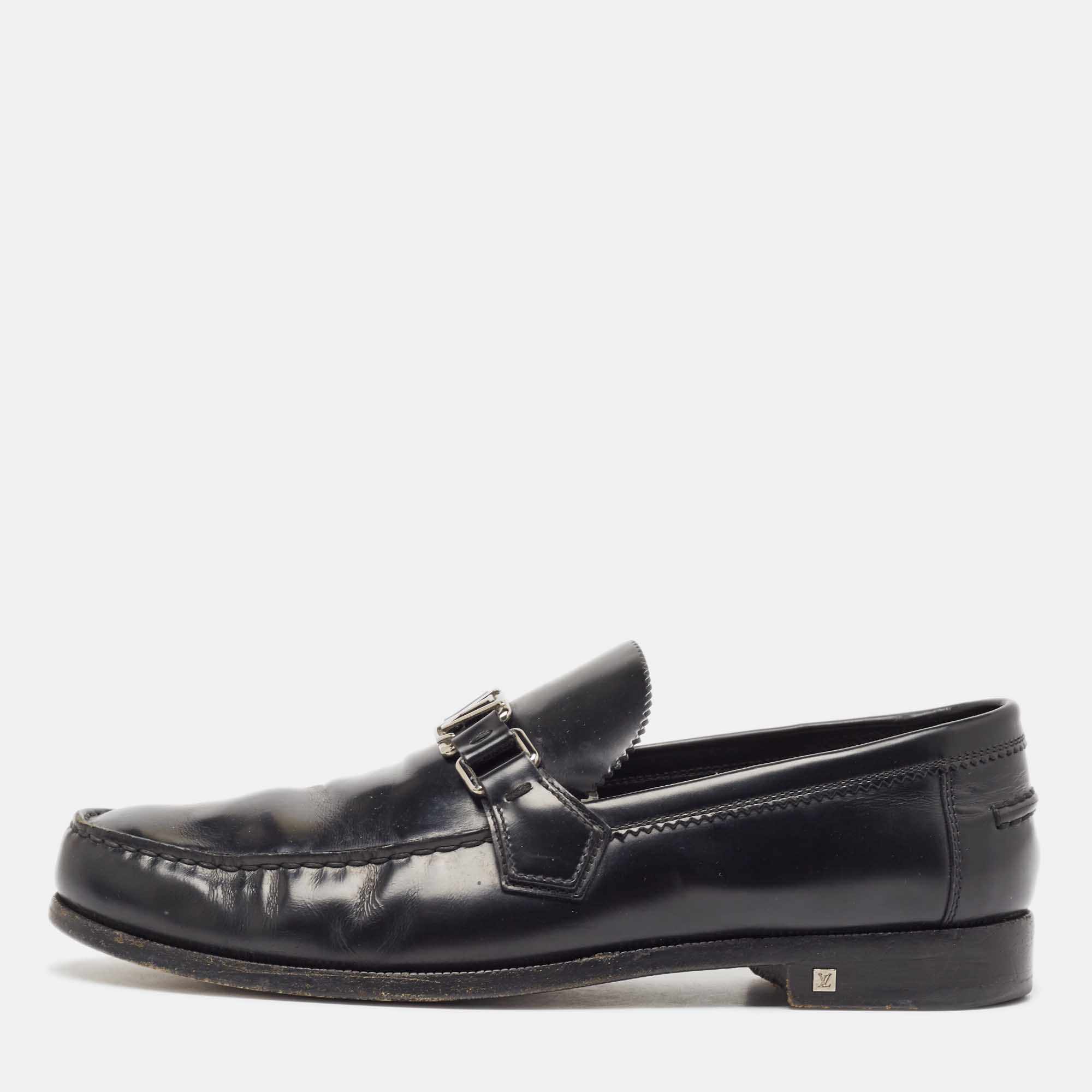 Louis vuitton black leather major loafers size 43