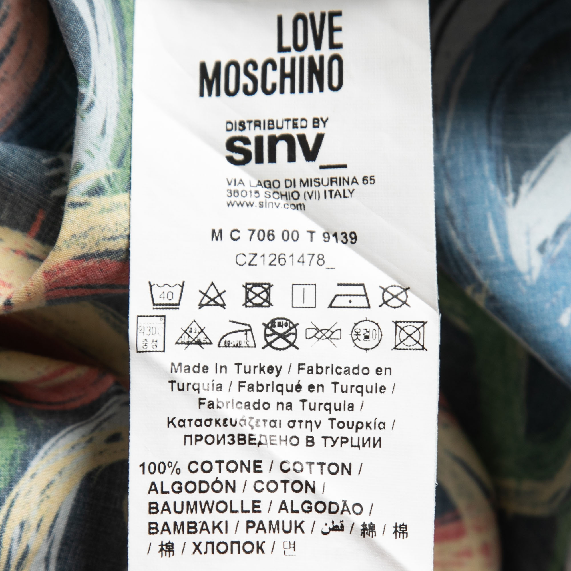 Love Moschino Multicolor Peace Print Cotton Long Sleeve Shirt S