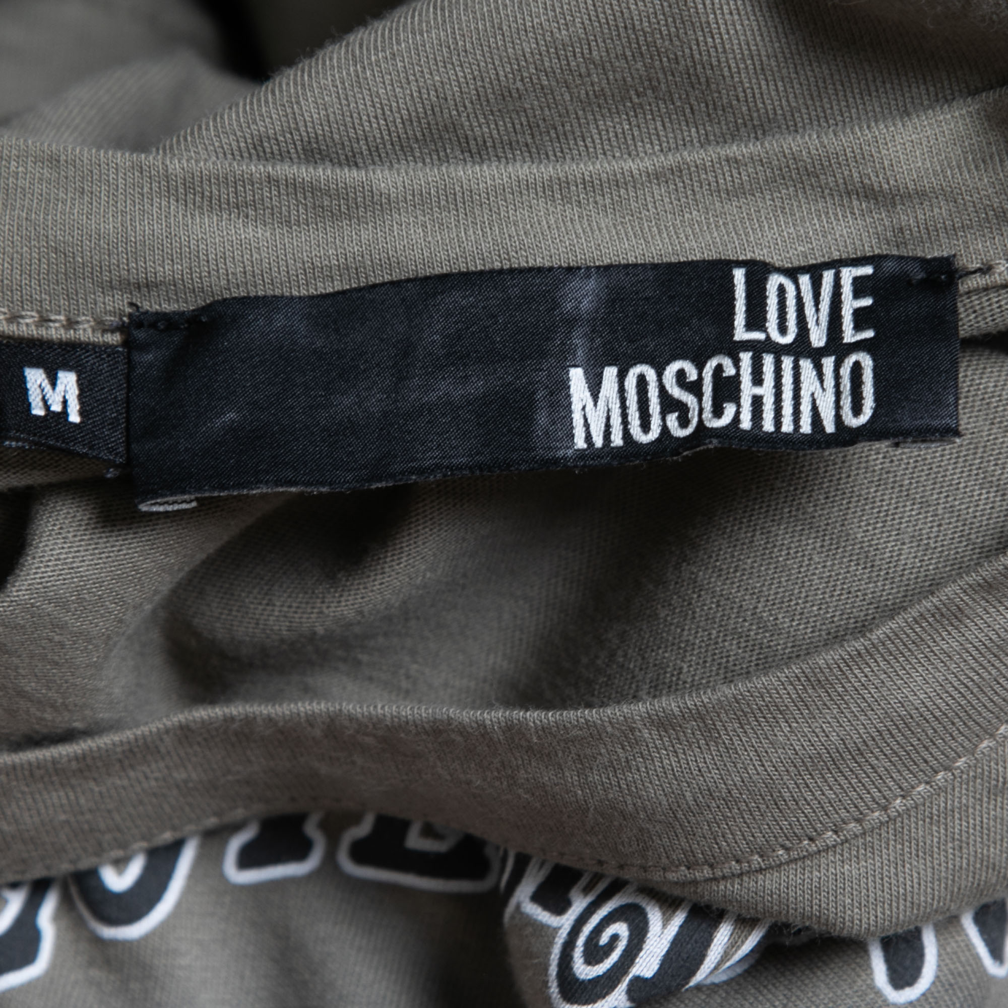 Love Moschino Khaki Green Graphic Print Cotton Long Sleeve T-Shirt M