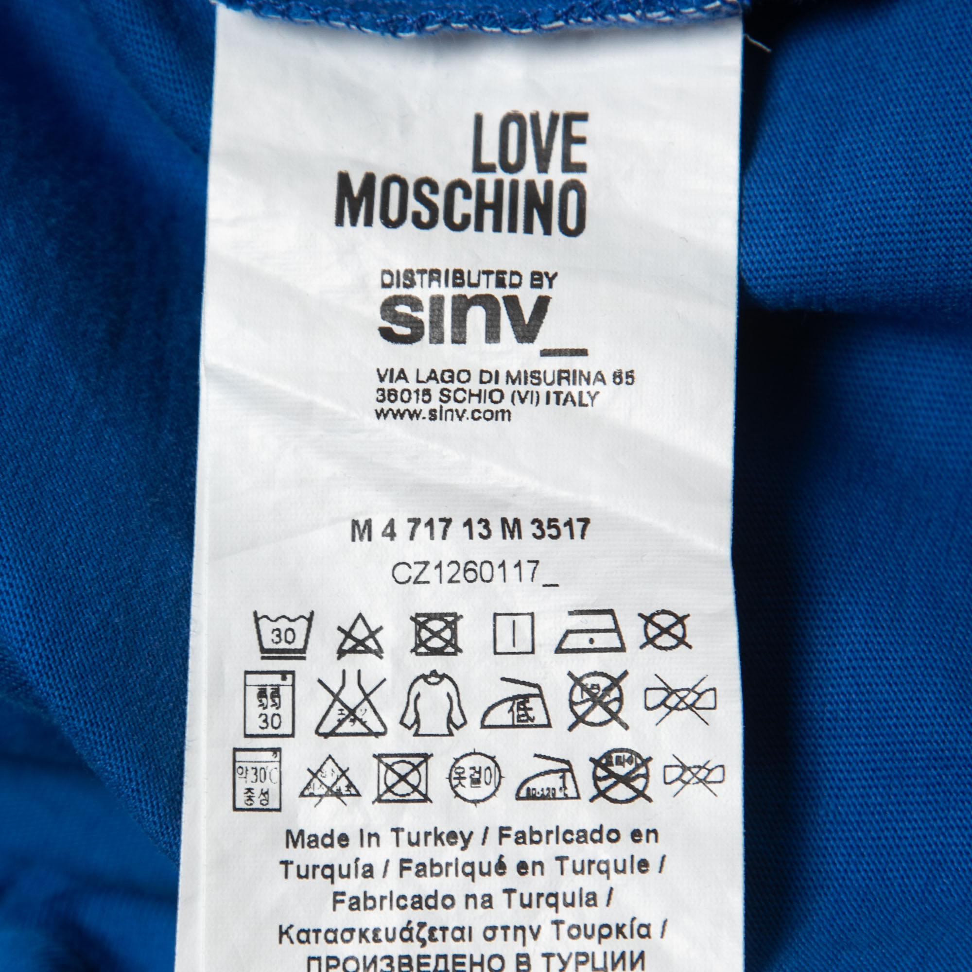 Love Moschino Blue Logo Print Cotton Crew Neck T-Shirt L
