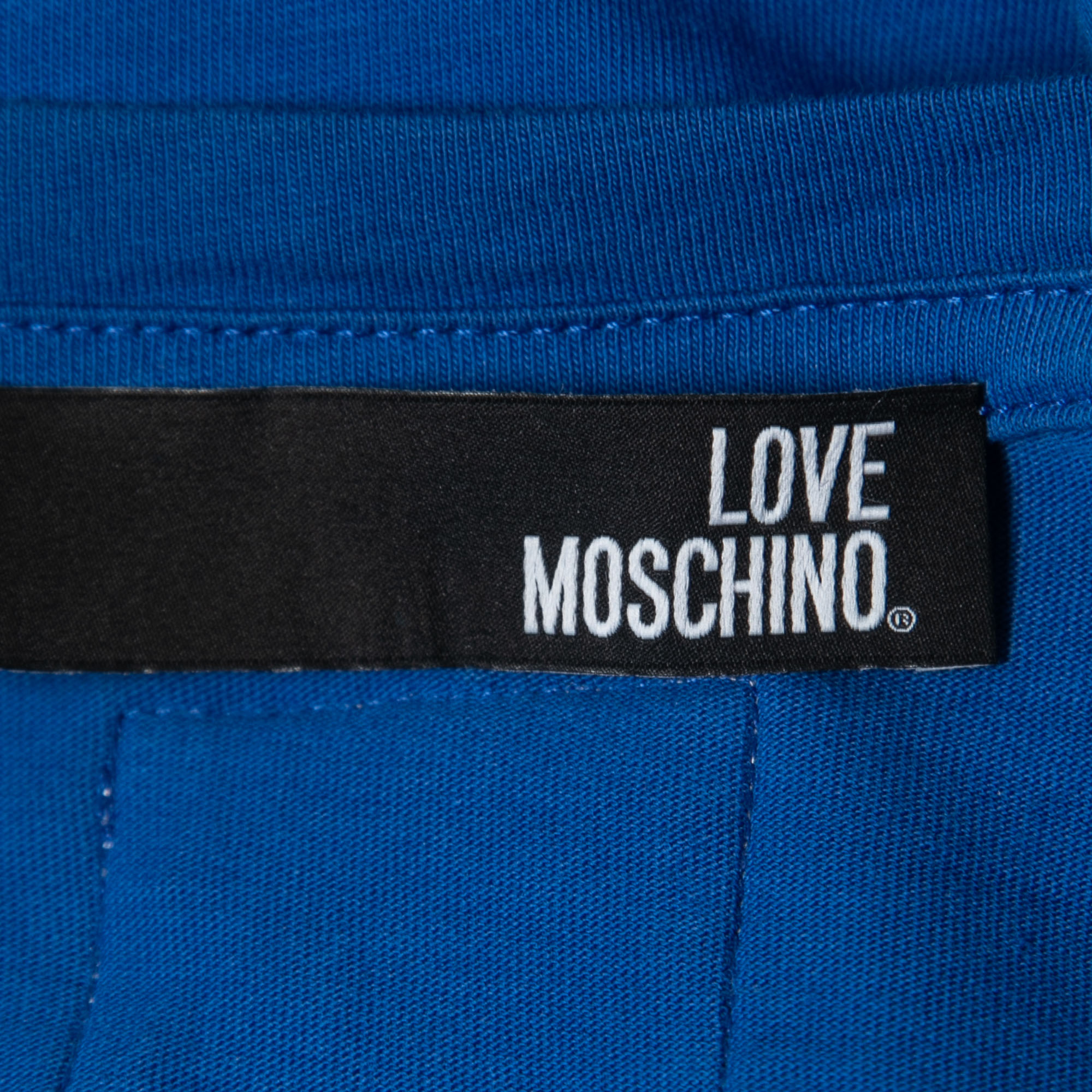 Love Moschino Blue Logo Print Cotton Crew Neck T-Shirt L