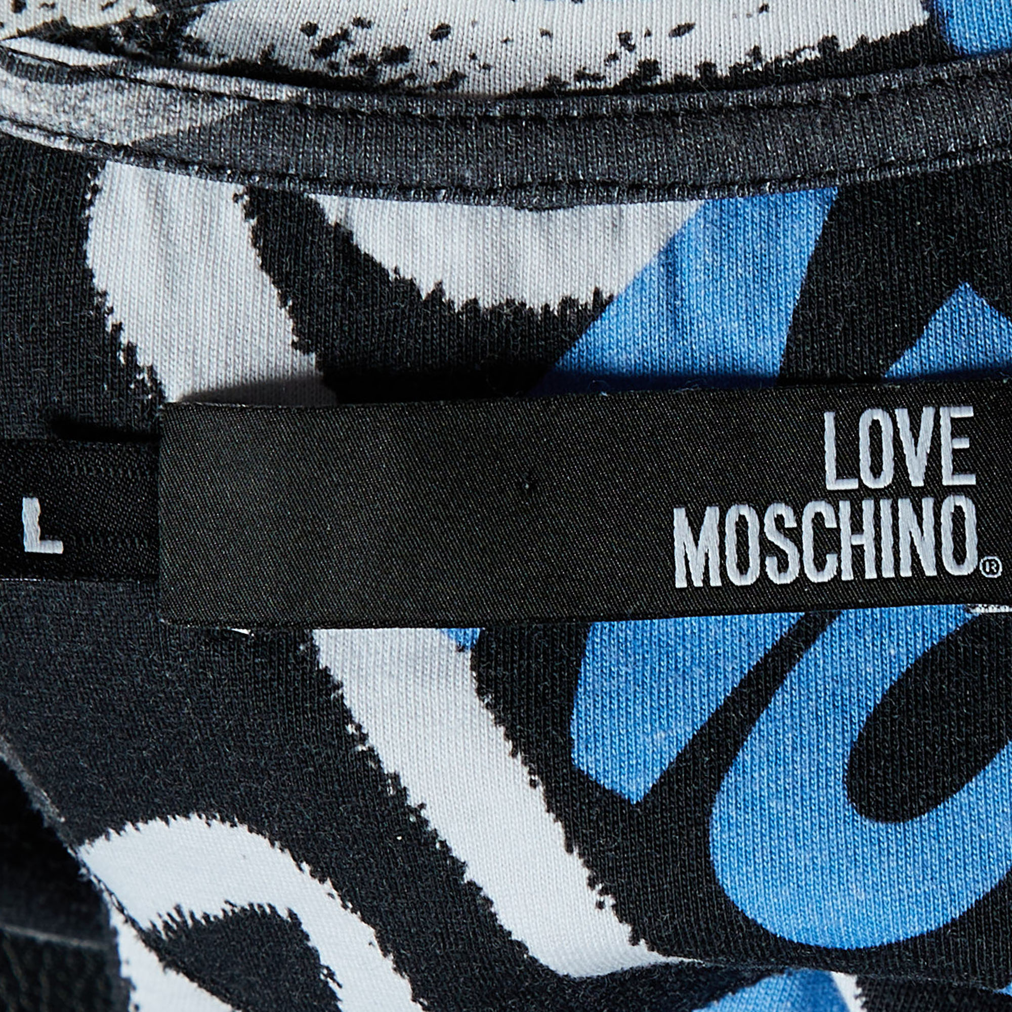 Love Moschino Multicolor Grafitti Printed Cotton Knit T-Shirt L