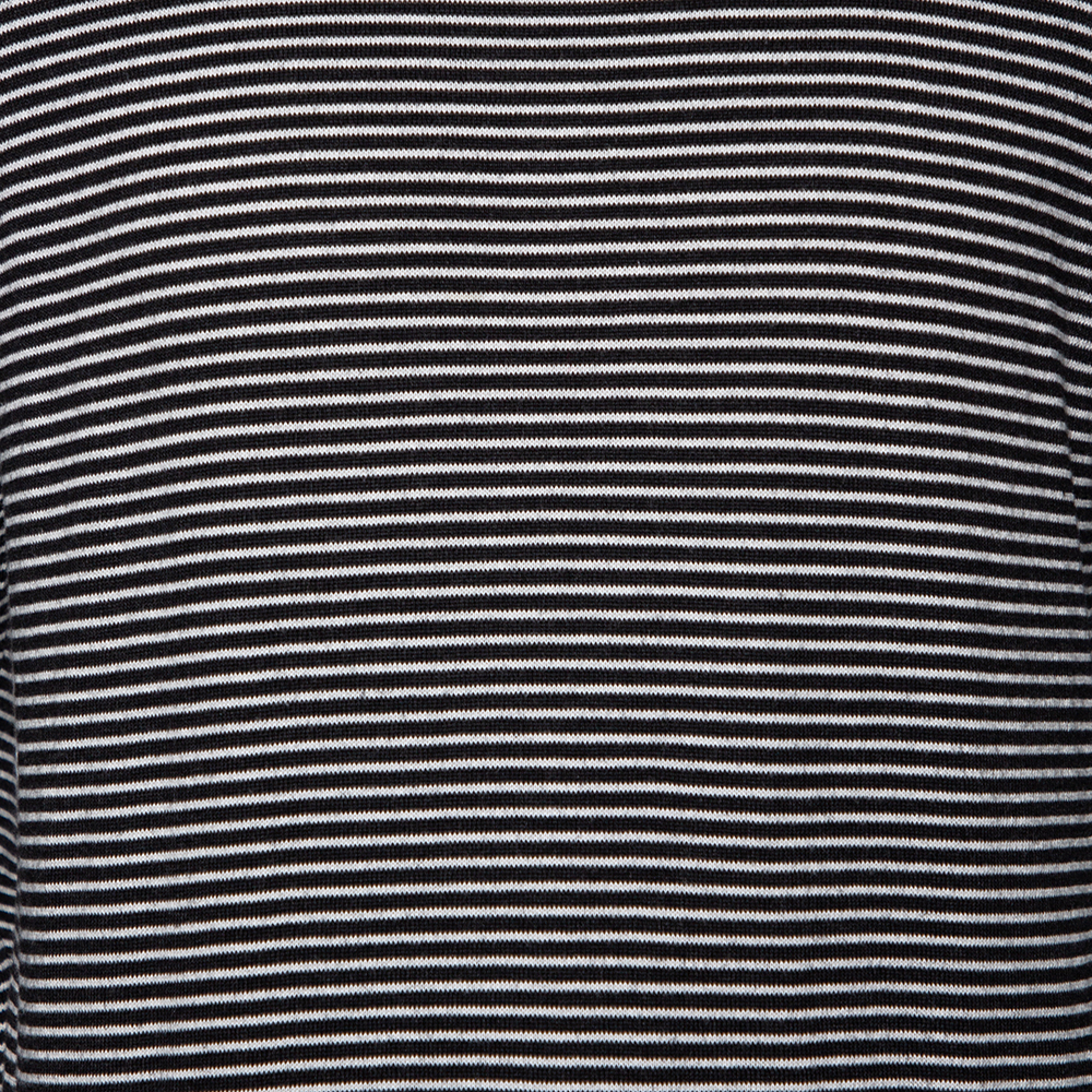 Maison Martin Margiela Black Striped Wool Suede Patch Detailed Jumper L