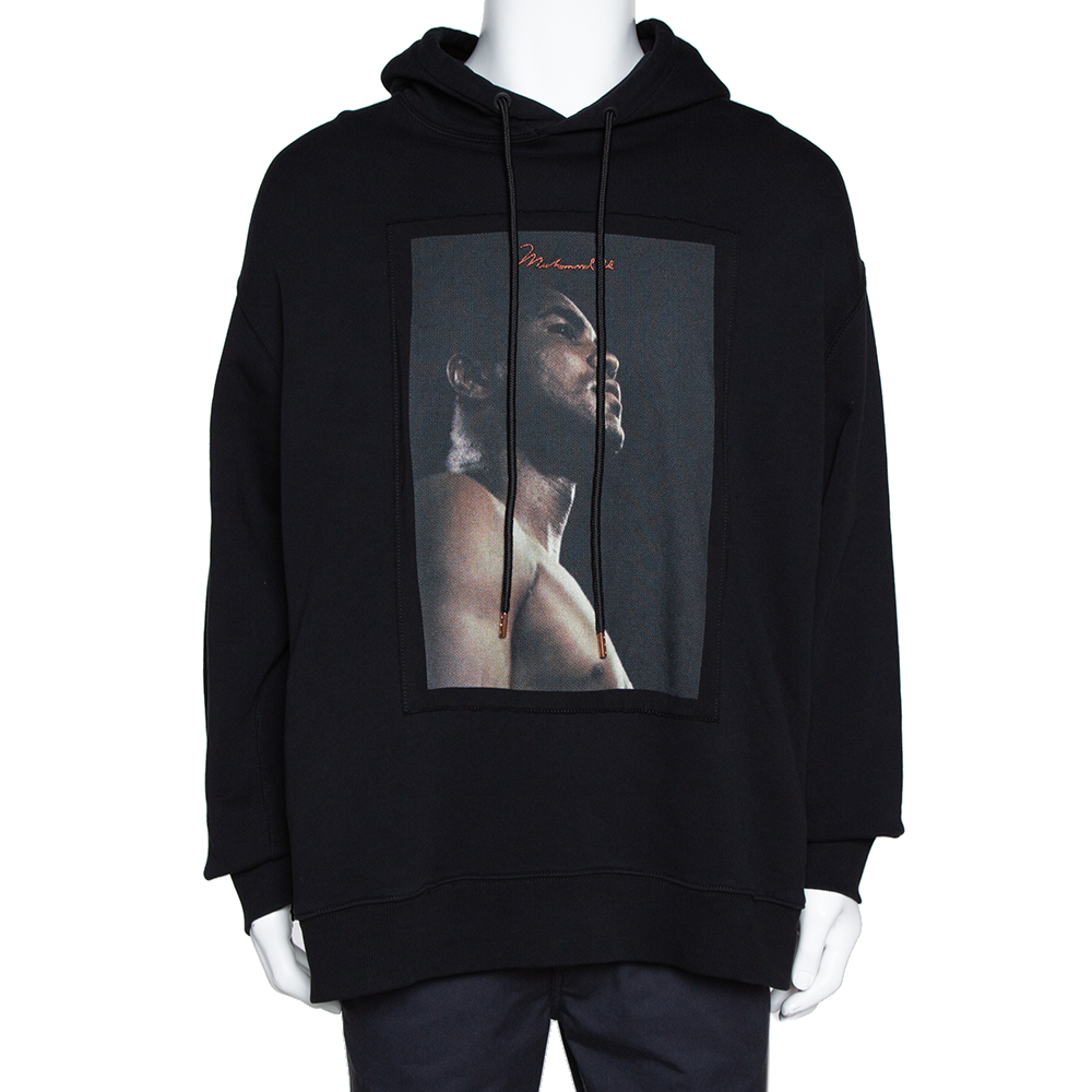 Image of Marcelo Burlon Black Cotton Muhammad Ali Hoodie L