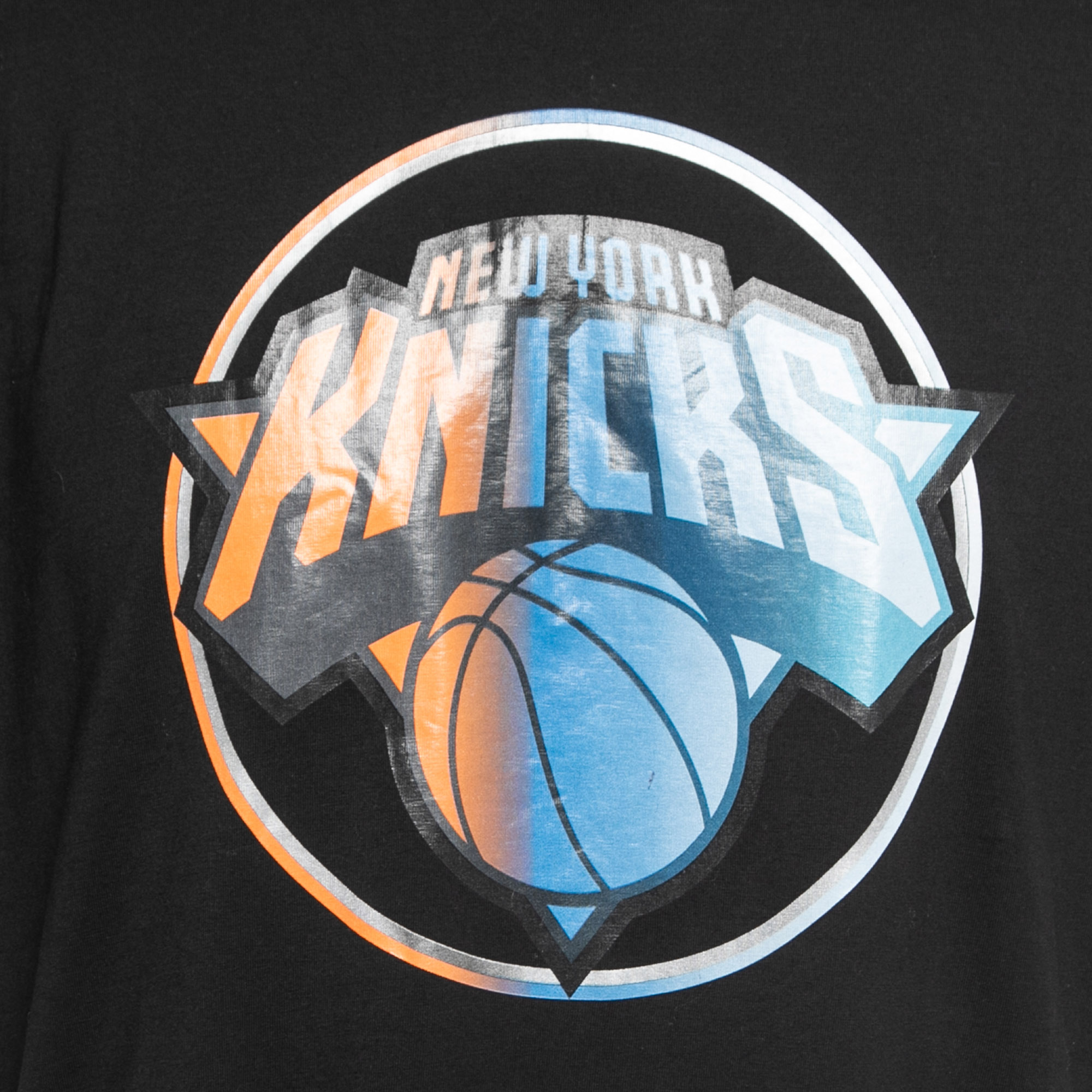 Marcelo Burlon Black NY Knicks Print Cotton Mesh Paneled T-Shirt L