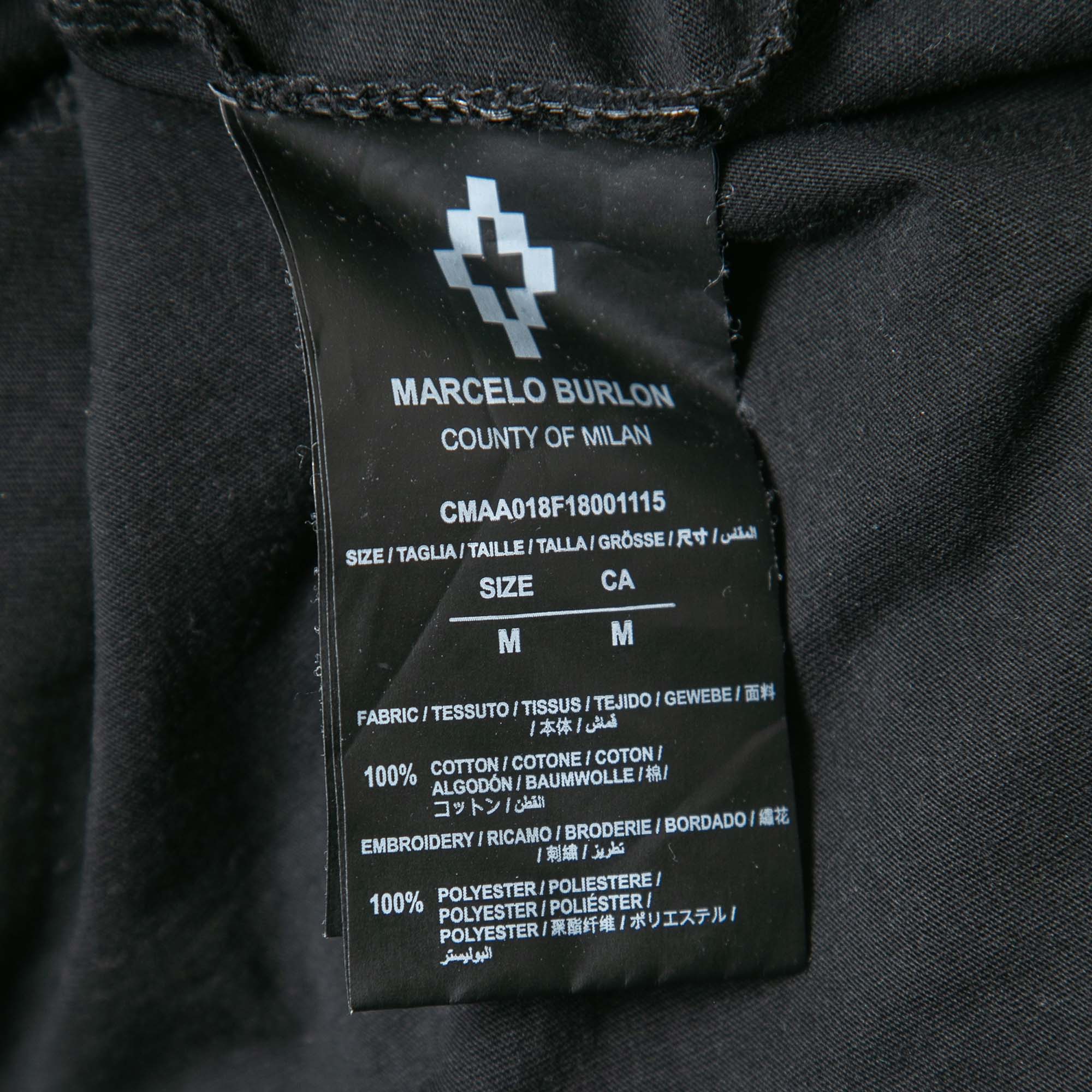 Marcelo Burlon Black Printed Cotton Half Sleeve T-Shirt M