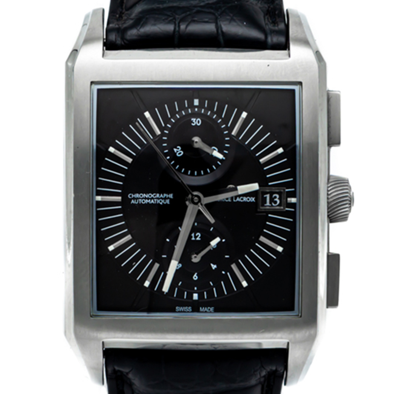 

Maurice Lacroix Black Pontos Rectangular Stainless Steel Men'S Watch