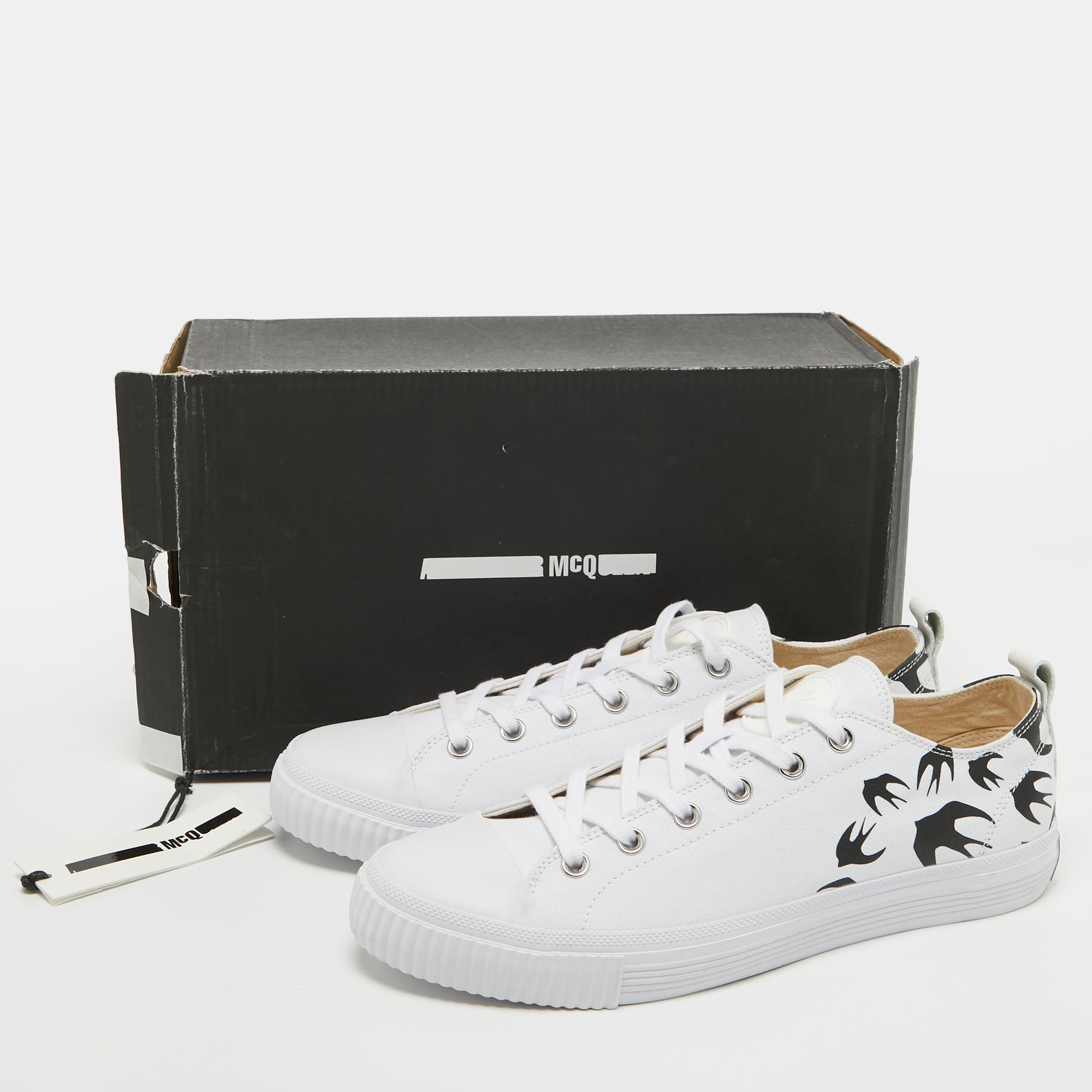 McQ By Alexander McQueen White Canvas Swallow Sneakers Size 44