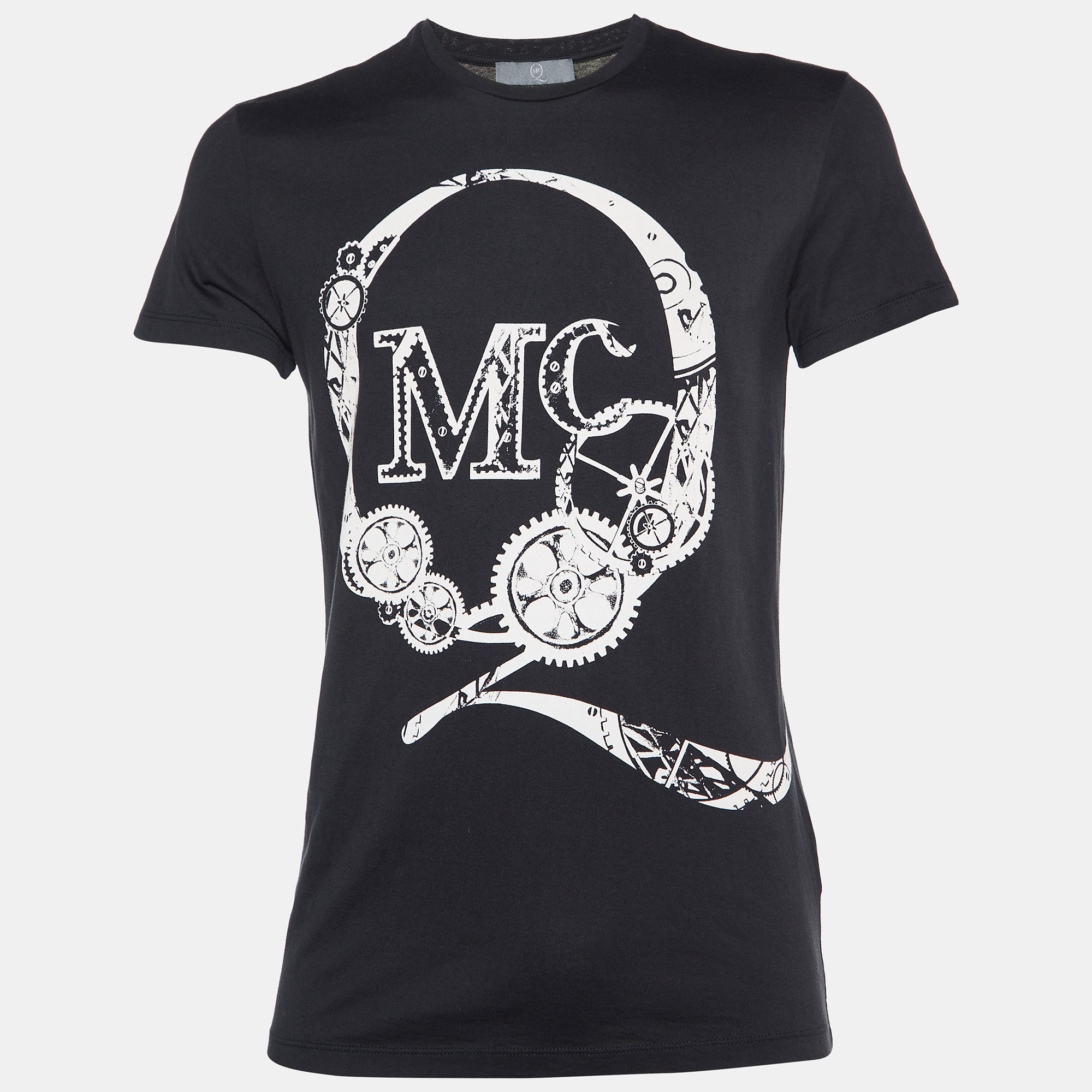 Mcq by alexander mcqueen black logo print cotton crew neck t-shirt s