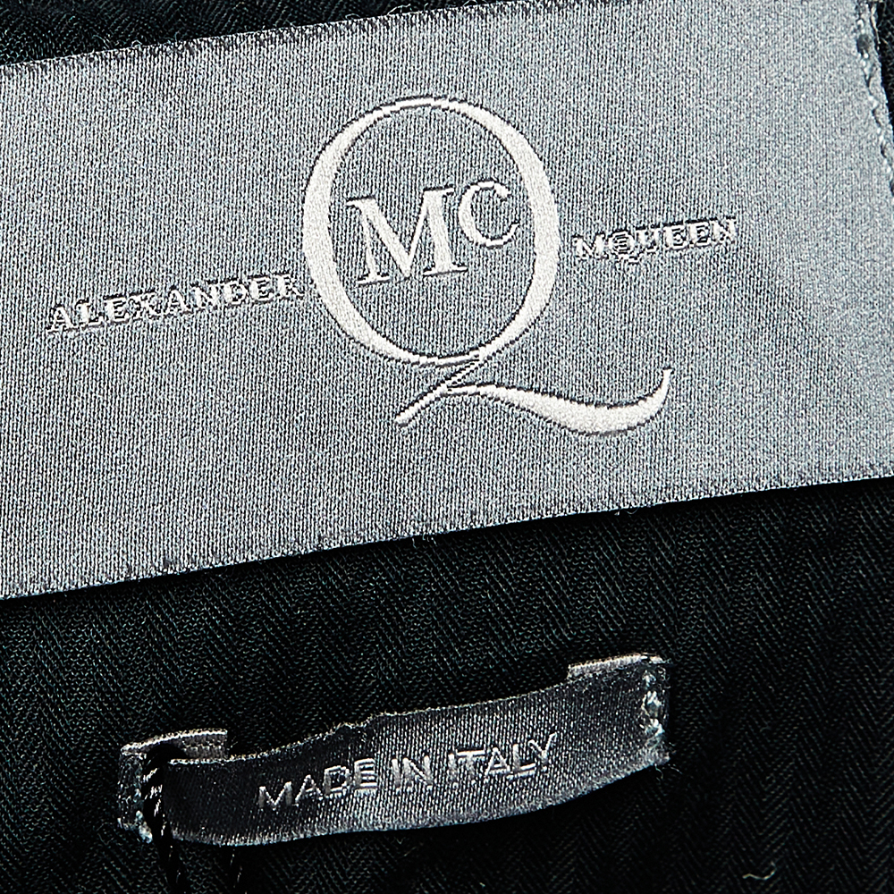 McQ By Alexander McQueen Black Faded Denim Oversized Zip Front Coat XS