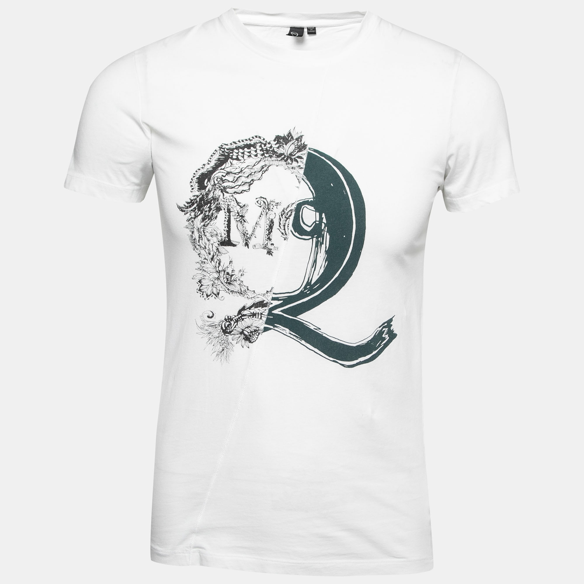 

McQ by Alexander McQueen White Logo Print Cotton Crew Neck T-Shirt