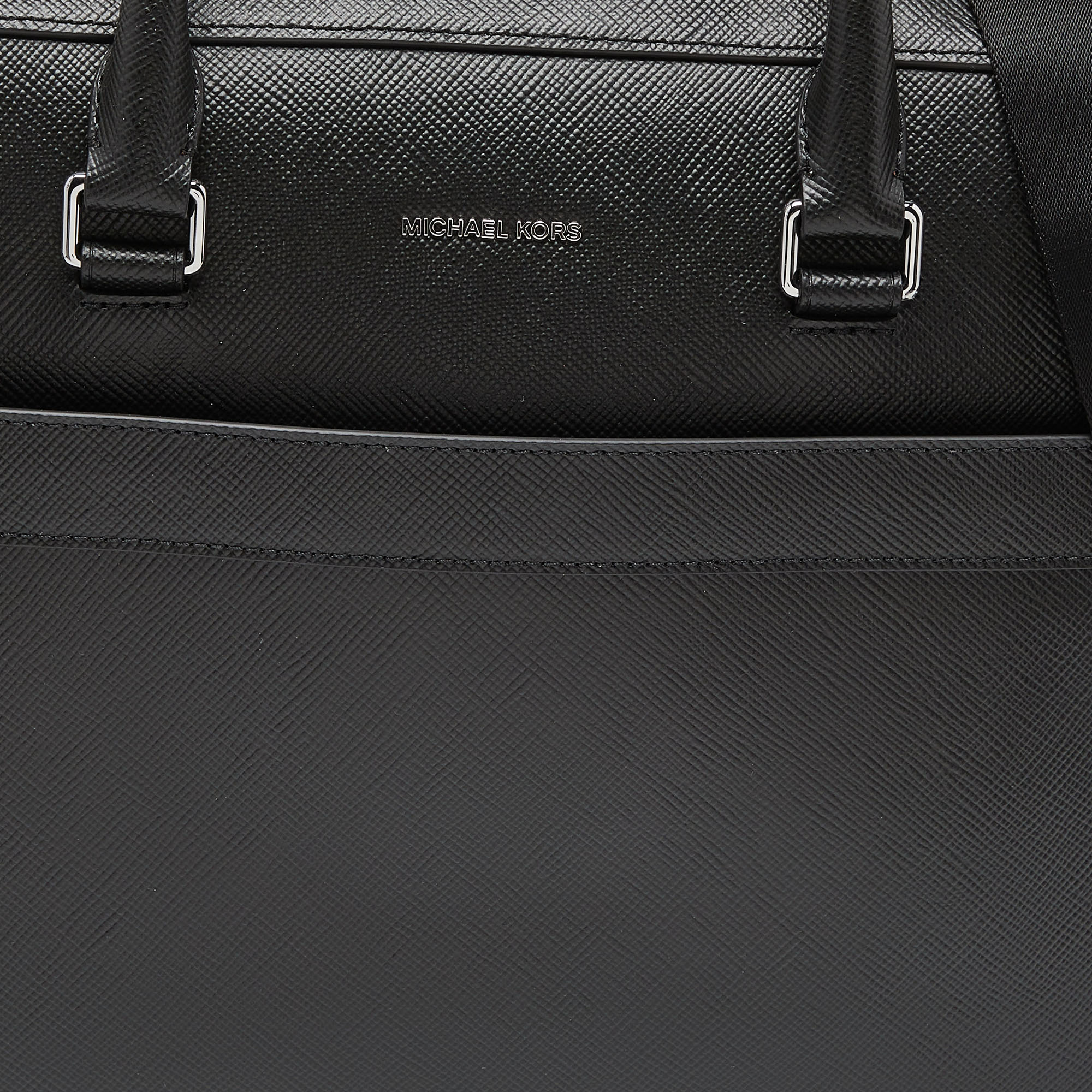 Michael Kors Black Leather Cooper Double Zip Casual Briefcase