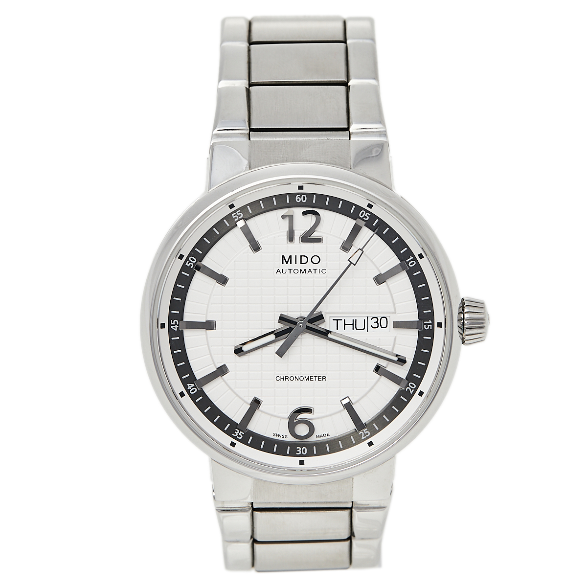 Mido Silver White Stainless Steel Great Wall M015.631.11.037.09 Men's Wristwatch 42 MM