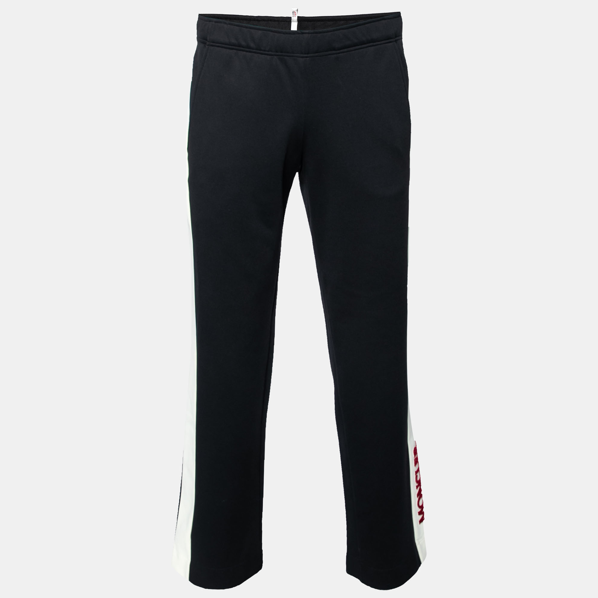 Moncler grenoble black jersey contrast trimmed sweatpants s