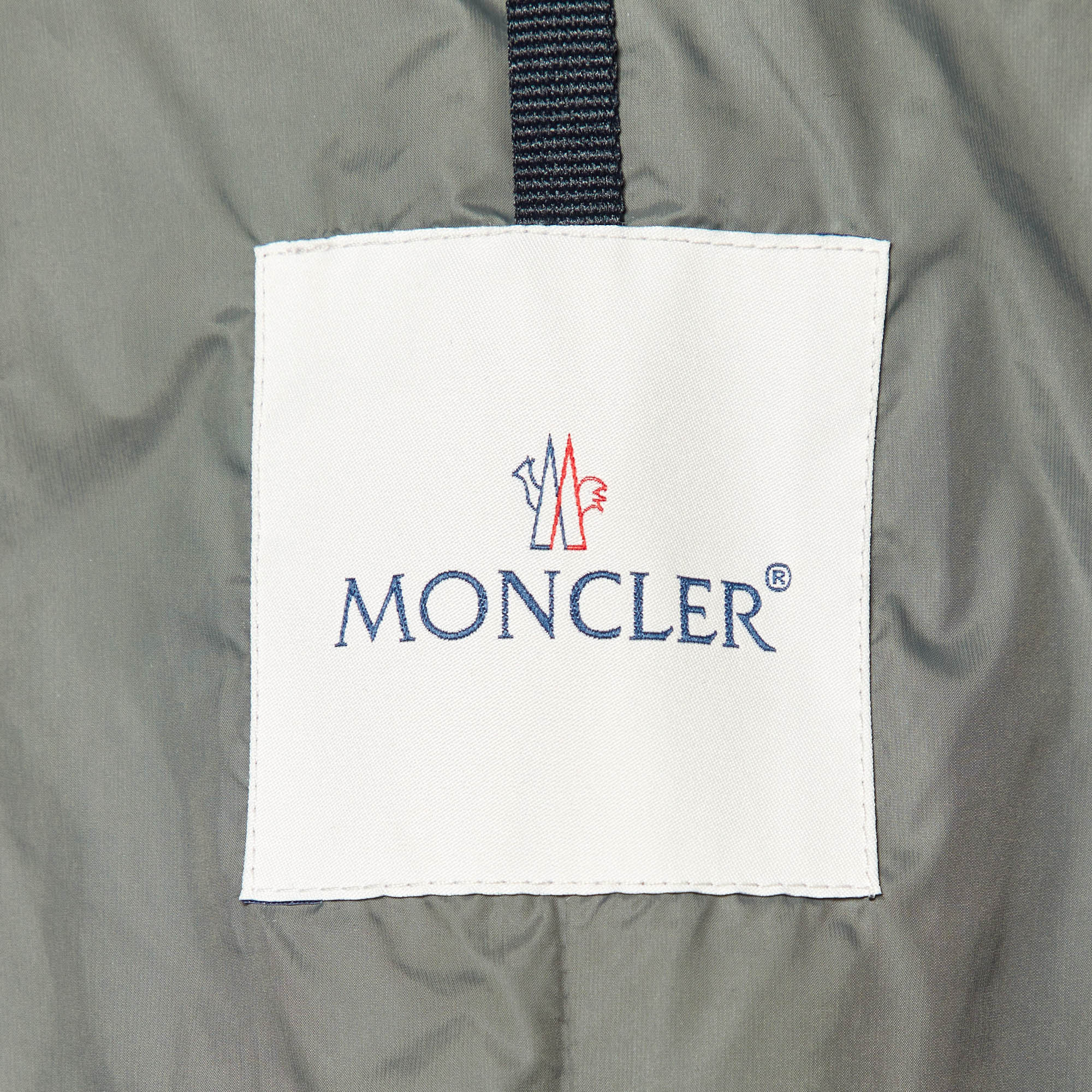 Moncler Grey Wool Rodin Giacca Quilted Down Jacket XL