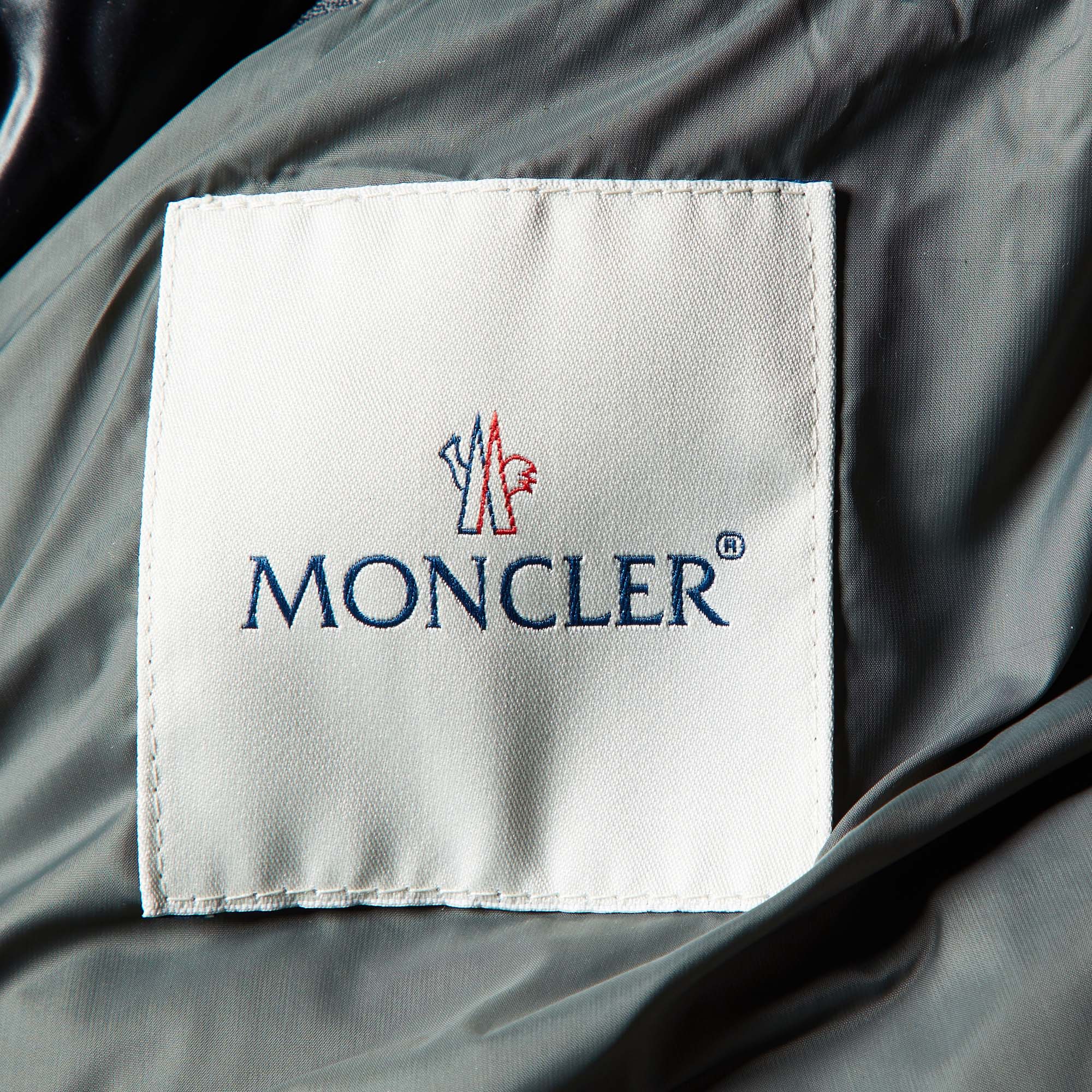 Moncler Black Nylon Zin Down Zip Up Jacket M