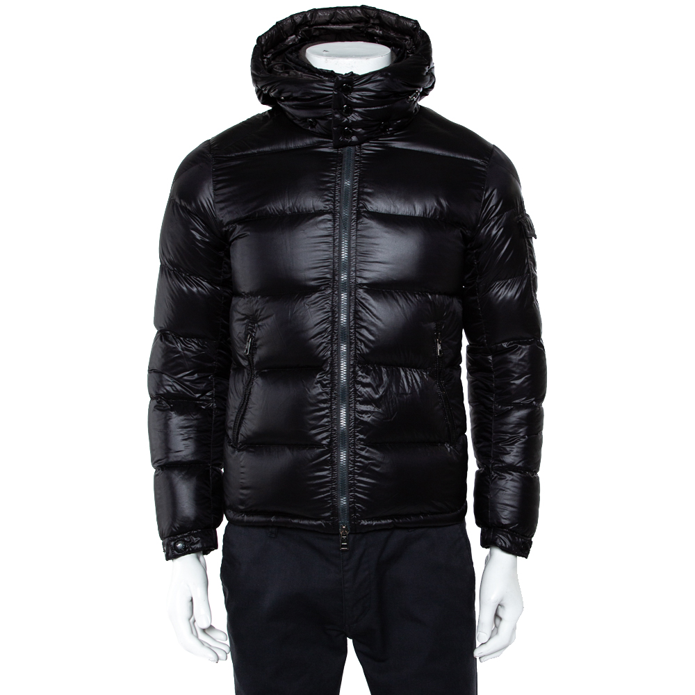 Moncler Black Quilted Synthetic Hooded Zin Jacket XS