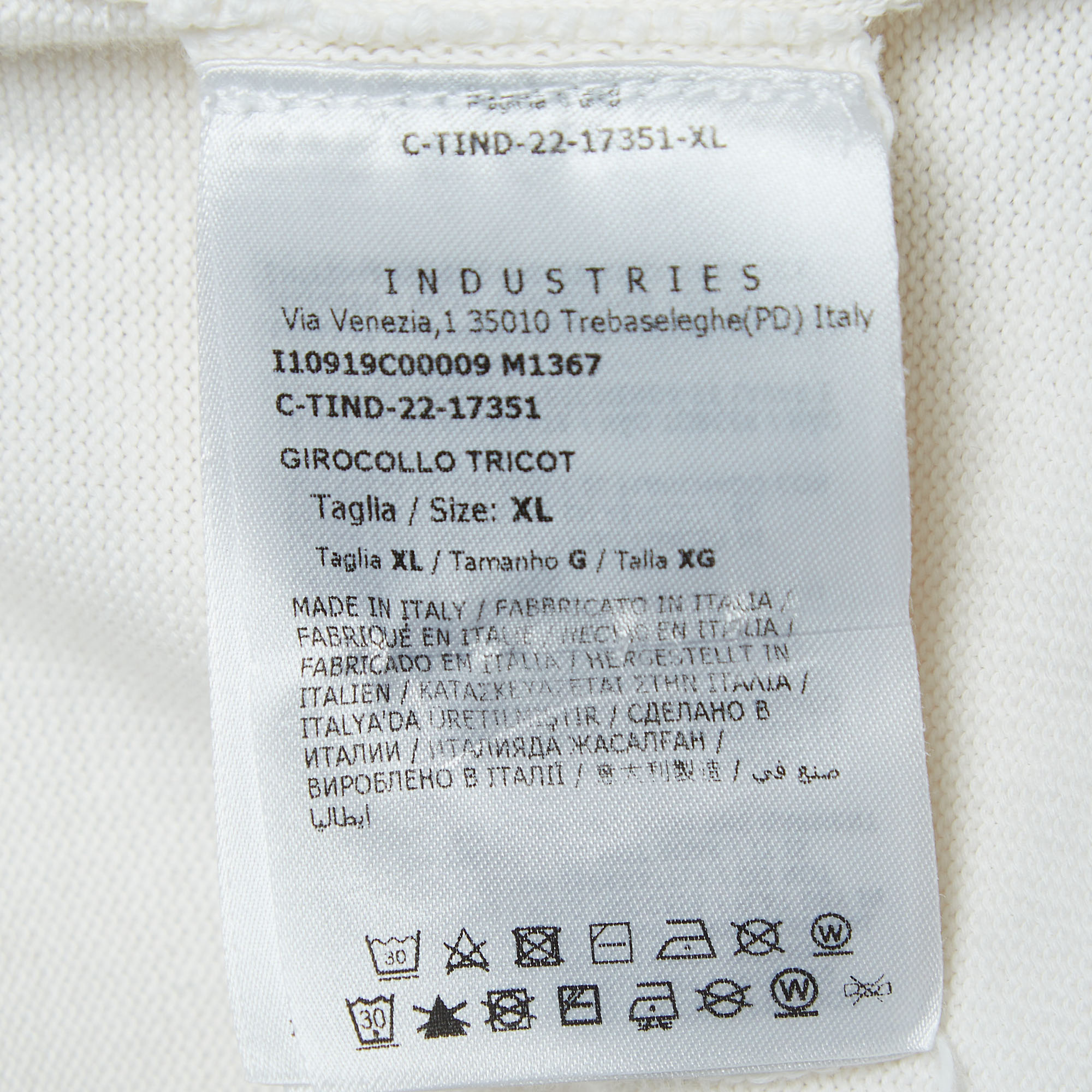 Moncler Off White Logo Embossed Cotton Knit Jumper XL