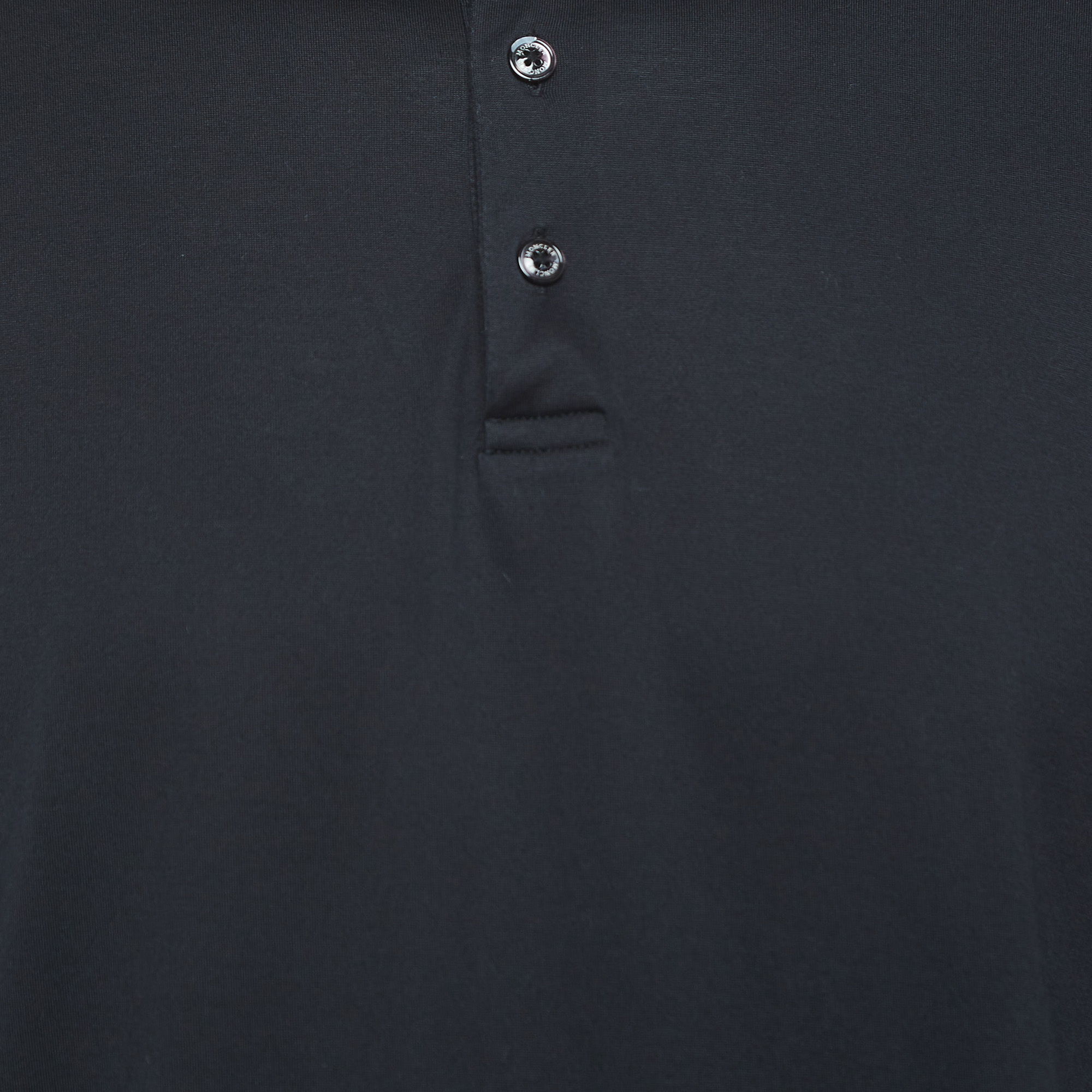 Moncler Black Cotton Long Sleeve Polo T-Shirt L