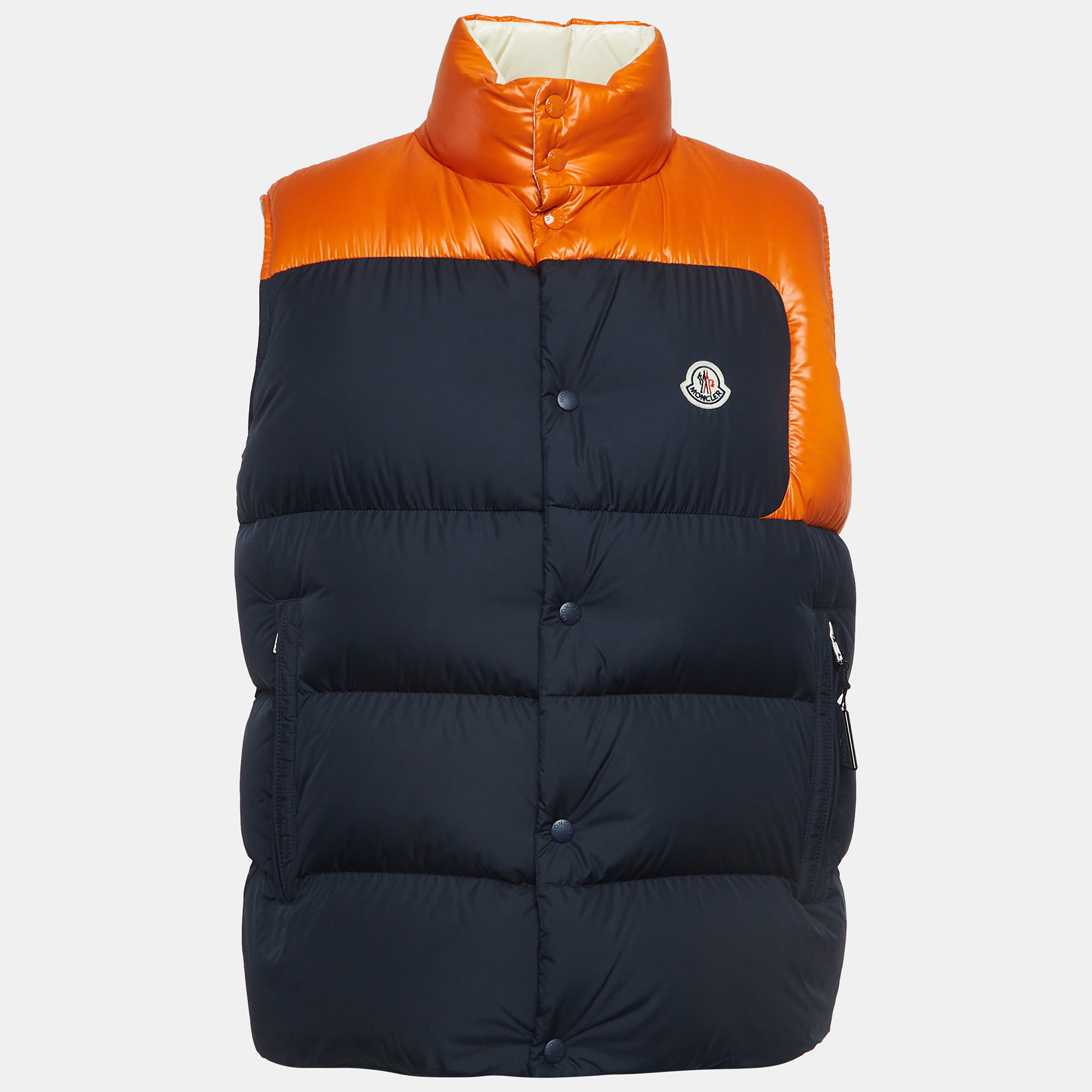 Moncler cadenet colorblocked synthetic puffer down gilet xl