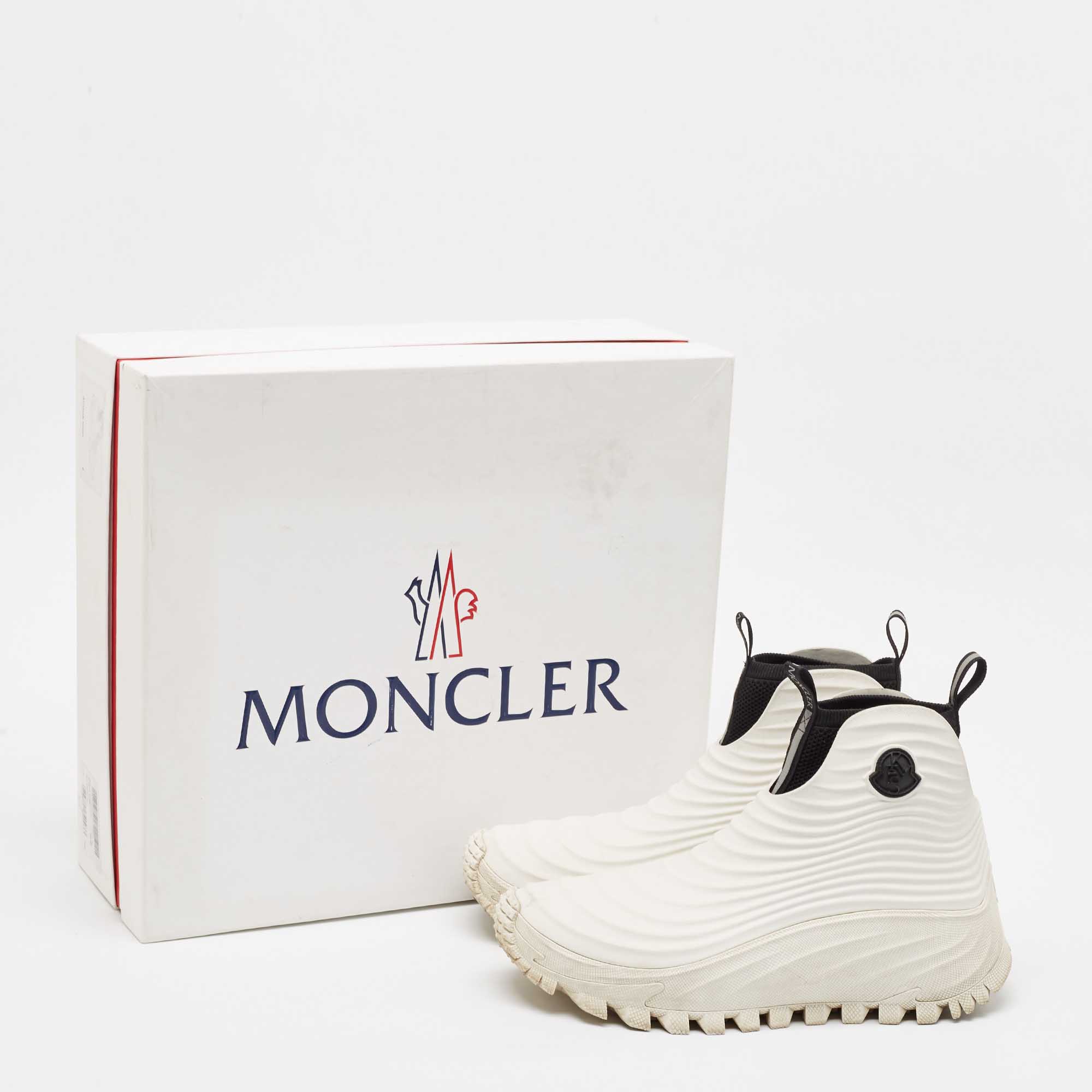 Moncler White/Black Rubber And Fabric Acqua High Rain Boots Size 43