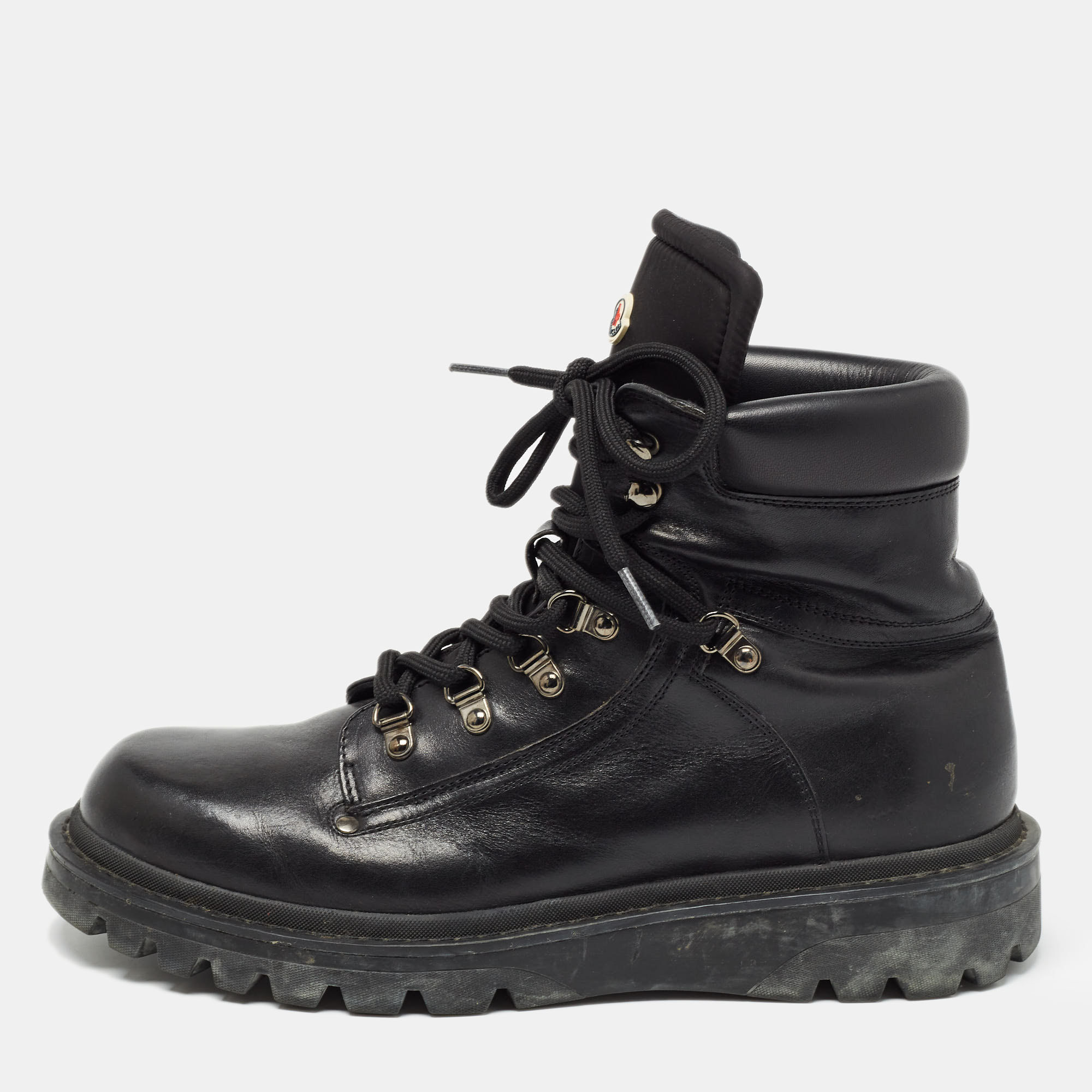 Moncler black lace up ankle boots size 42