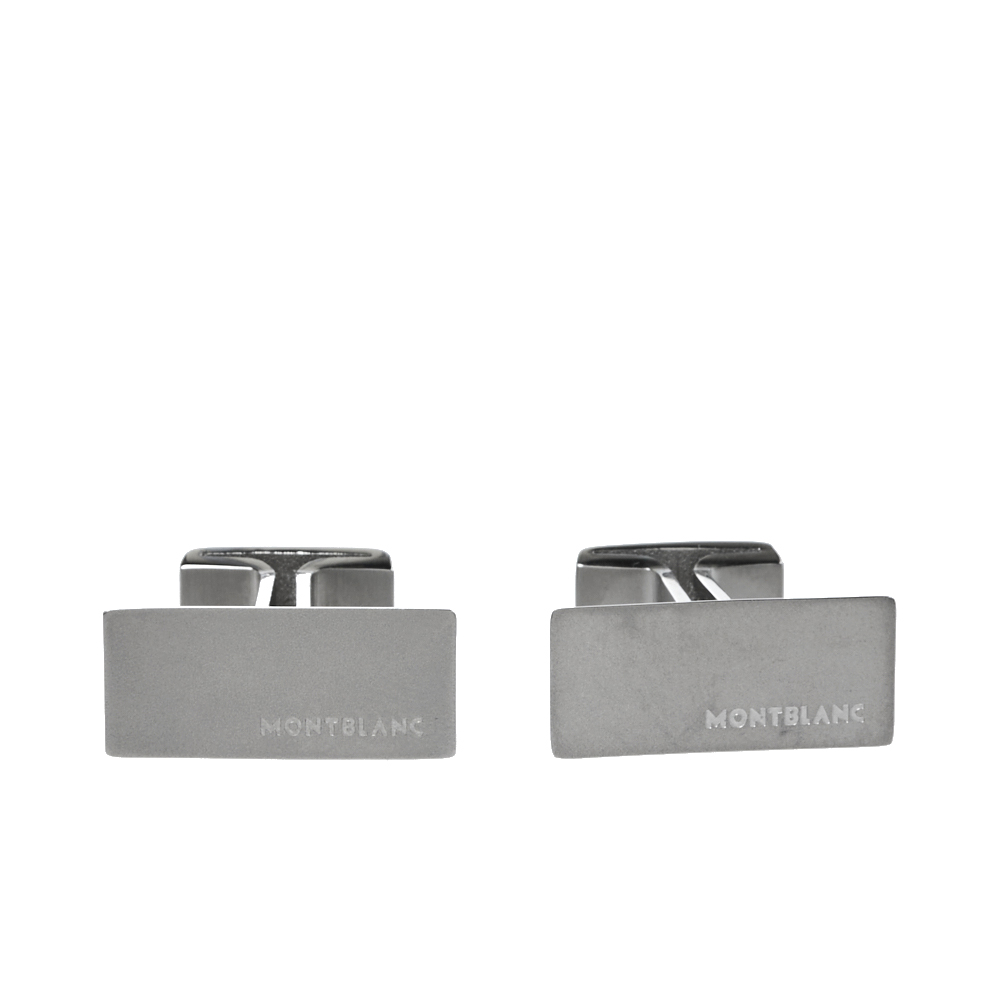 Montblanc Brushed Stainless Steel 'M' Rectangular Cufflinks male Silver