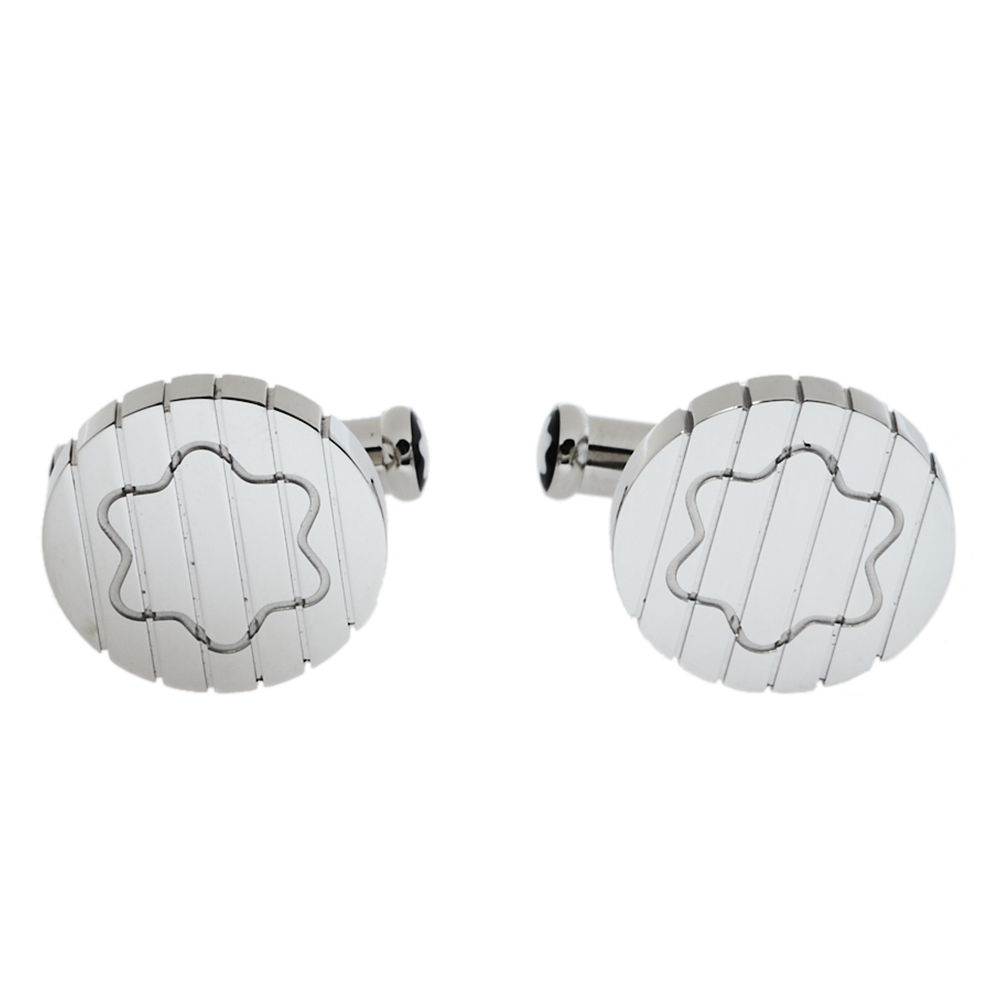 Montblanc Sartorial Steel Archi Round Cufflinks male Silver
