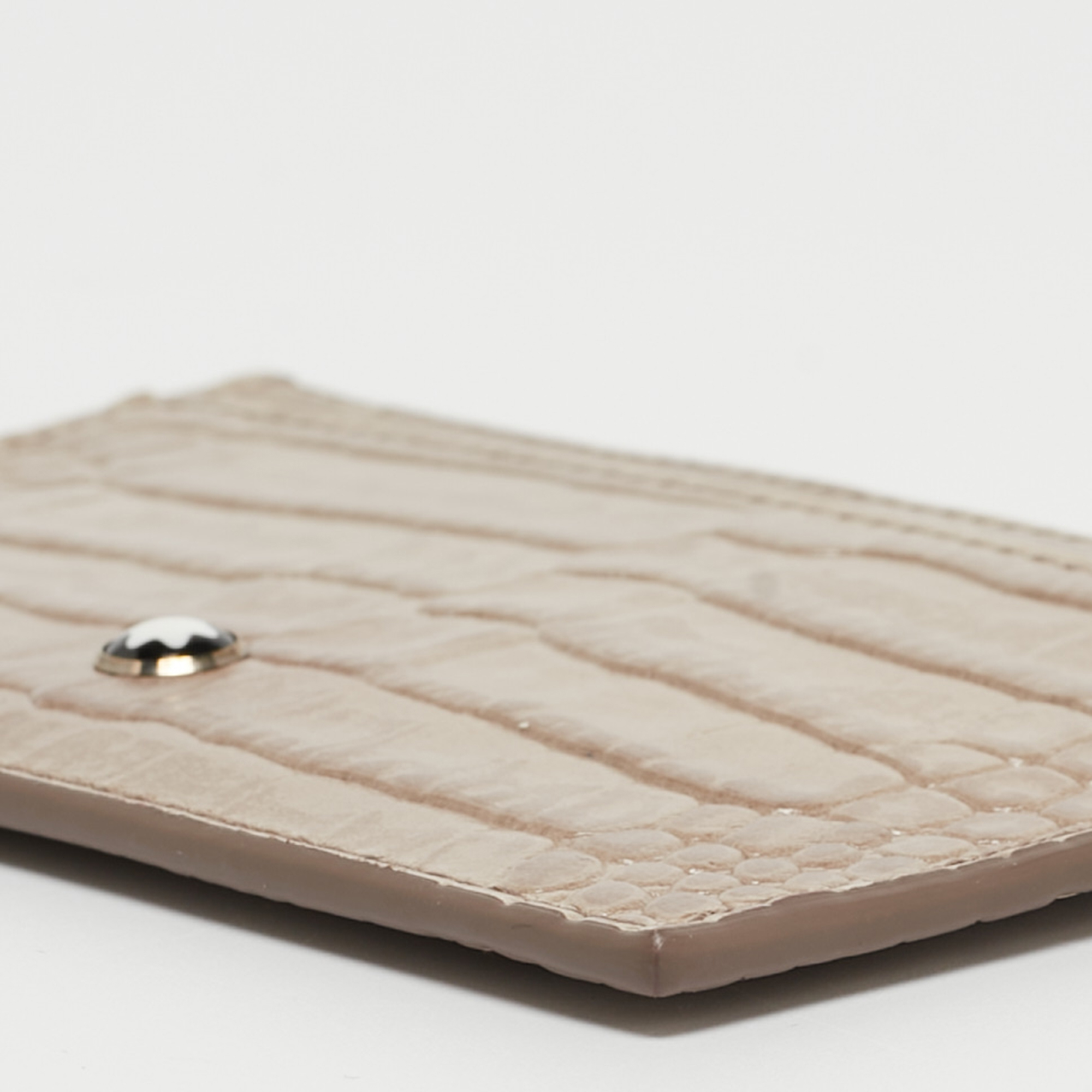 Montblanc Beige Croc Embossed Leather Business Card Holder
