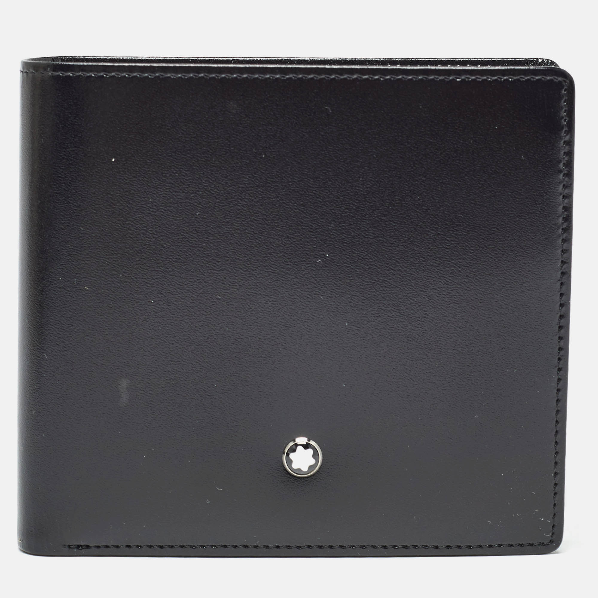 Montblanc black glossy leather meisterst&uuml;ck 4cc bifold wallet