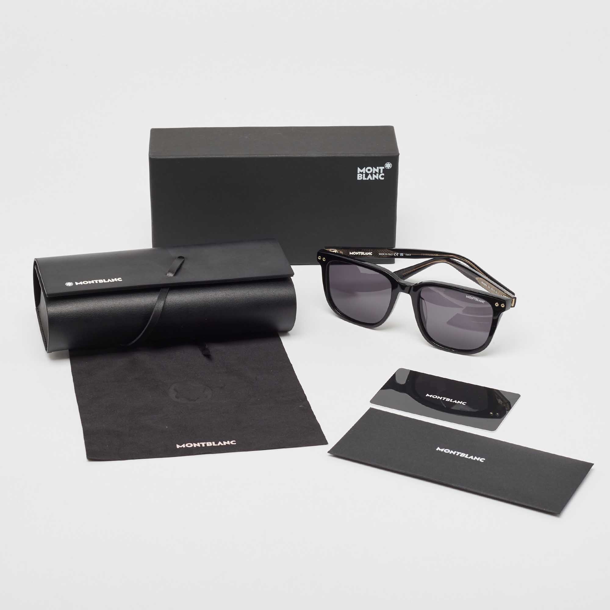 Montblanc Black MB0258SA Square Sunglasses