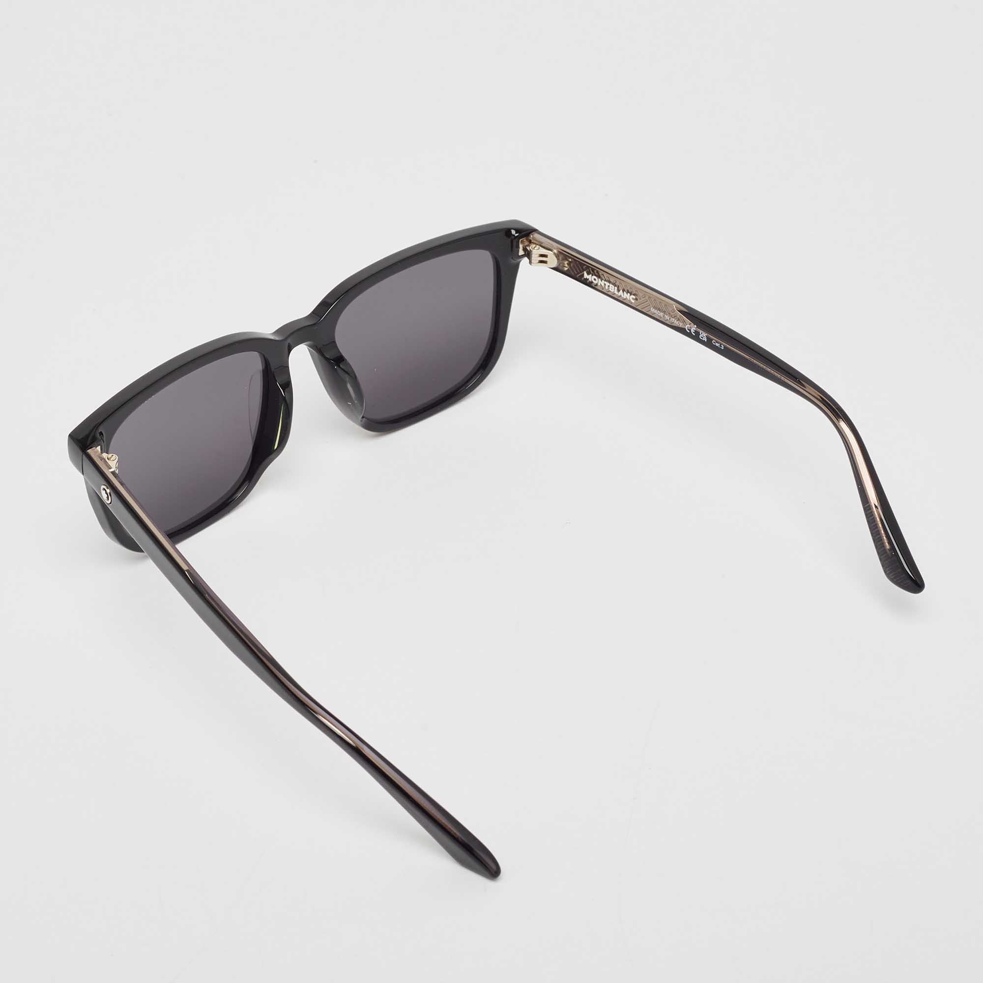 Montblanc Black MB0258SA Square Sunglasses