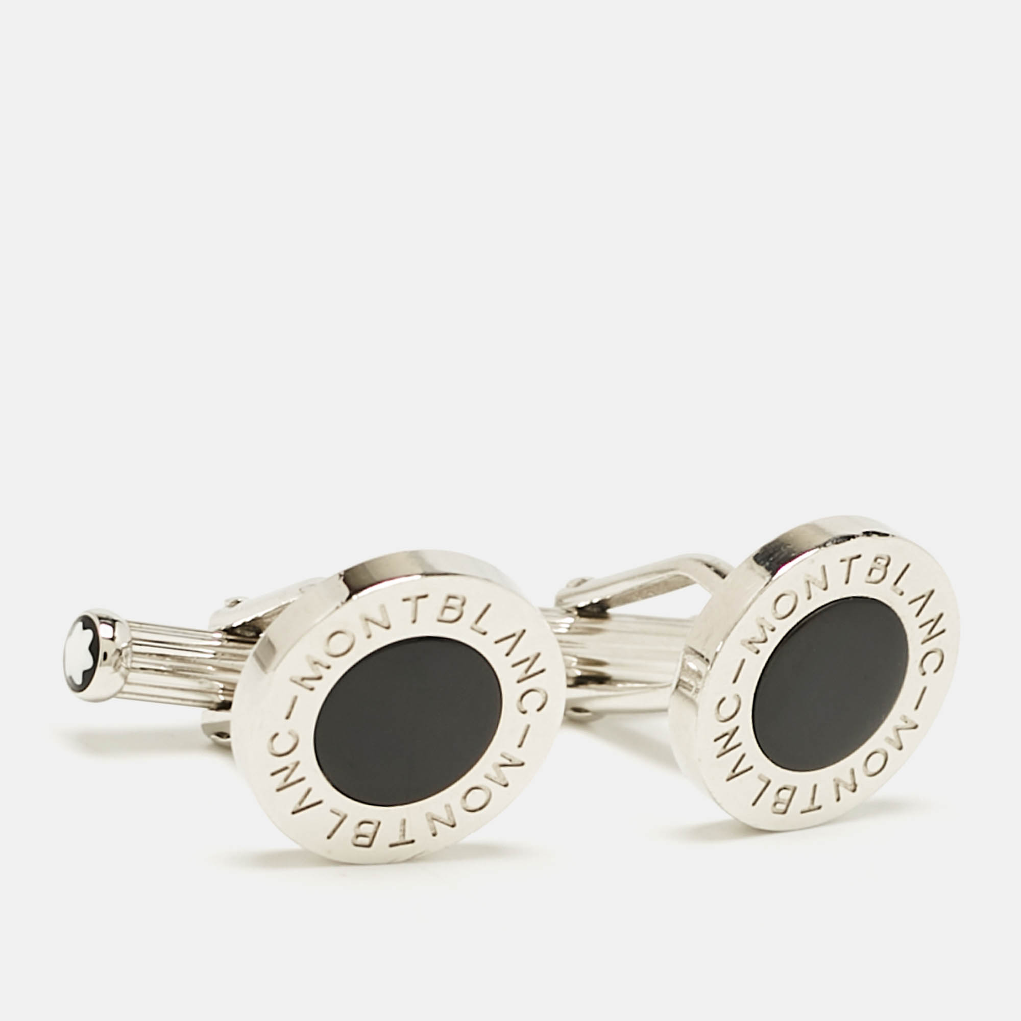 Montblanc Meisterstück Silver Tone Composite Inlay Cufflinks