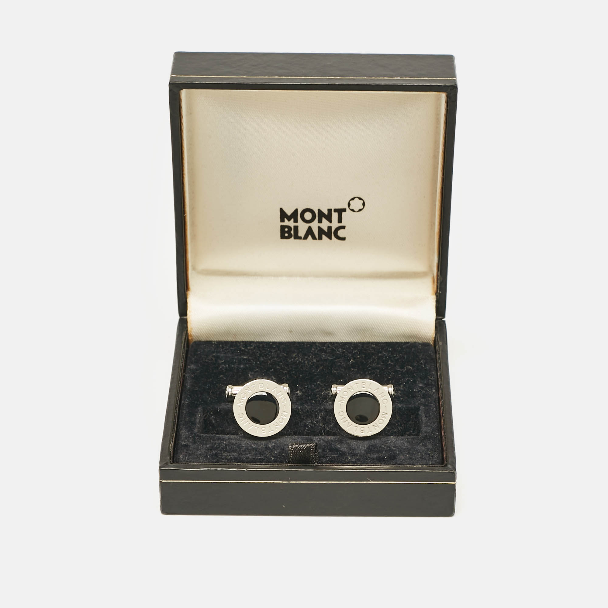 Montblanc Meisterstück Silver Tone Composite Inlay Cufflinks