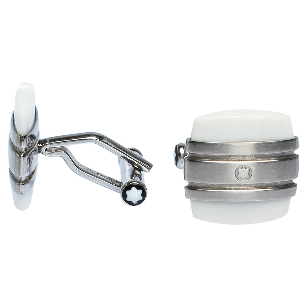Montblanc Classic Collection Chalcedony & Stainless Steel Cufflinks, White
Montblanc Classic Collection Chalcedony & Stainless Steel Cufflinks, White