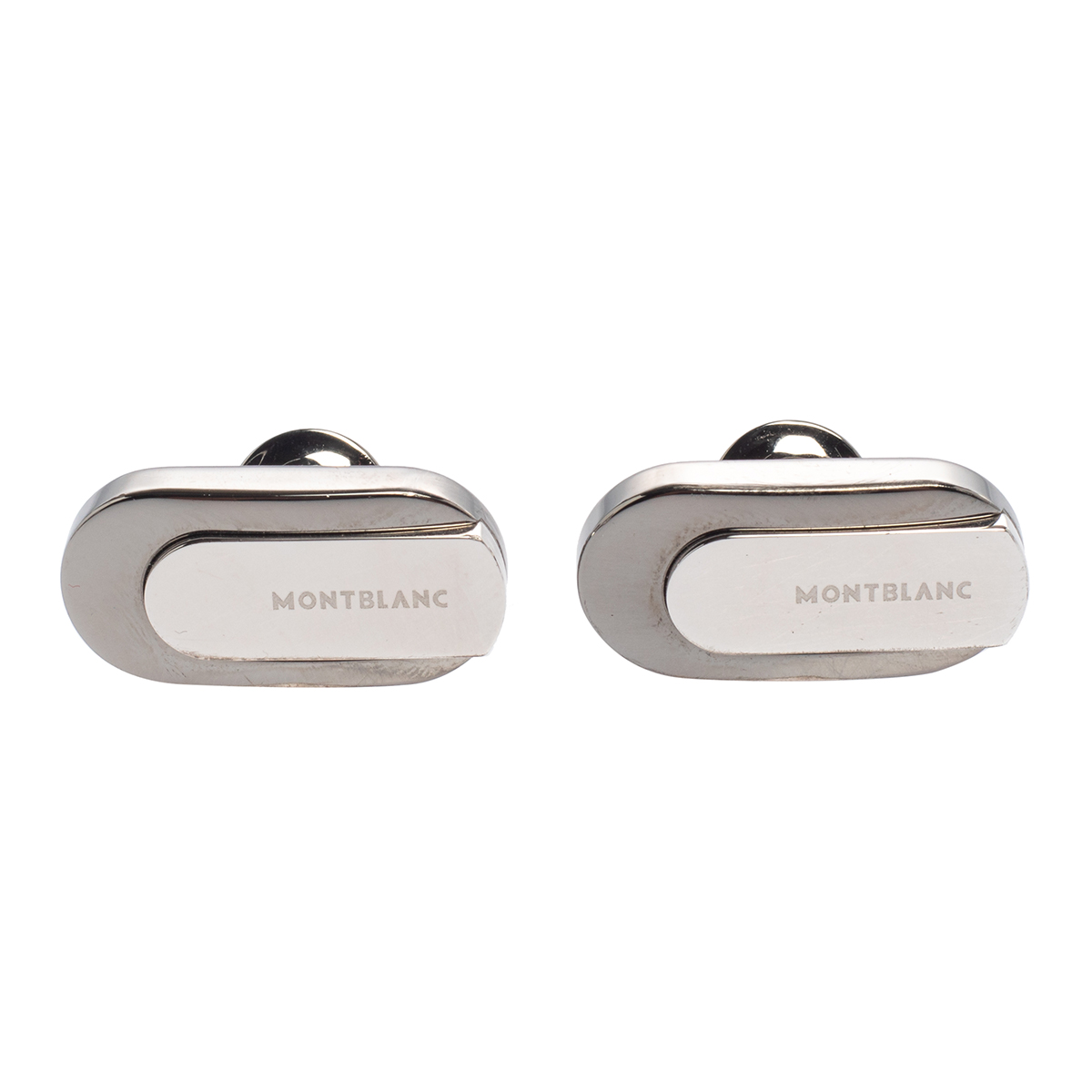 Montblanc Gunmetal Tone Sterling Silver Oval Cufflinks male Silver 925