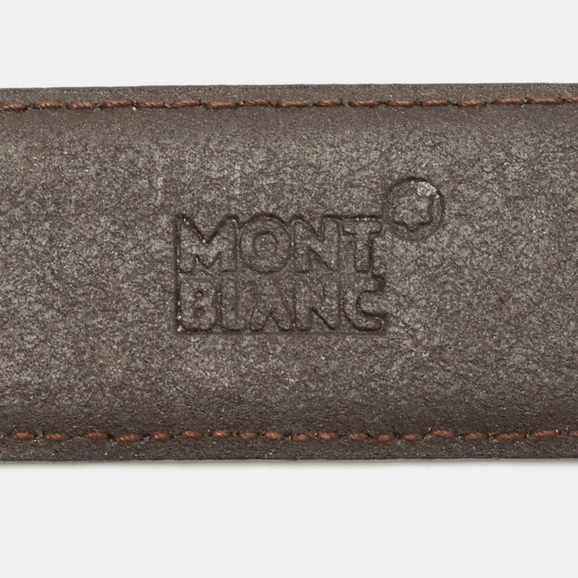 Montblanc Black/Brown Leather Buckle Belt 95CM