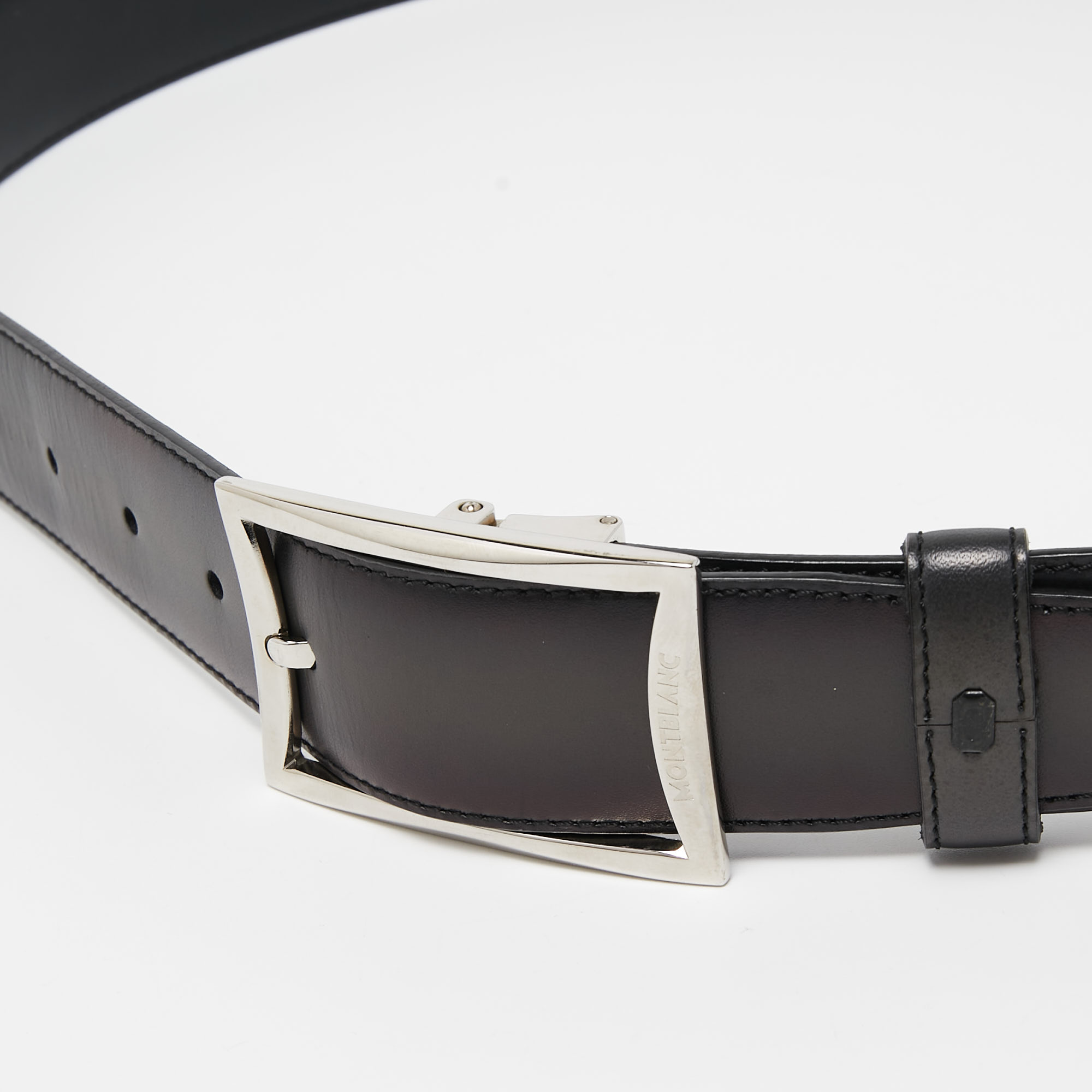 Montblanc Grey Ombre Leather Cut To Size Buckle Belt