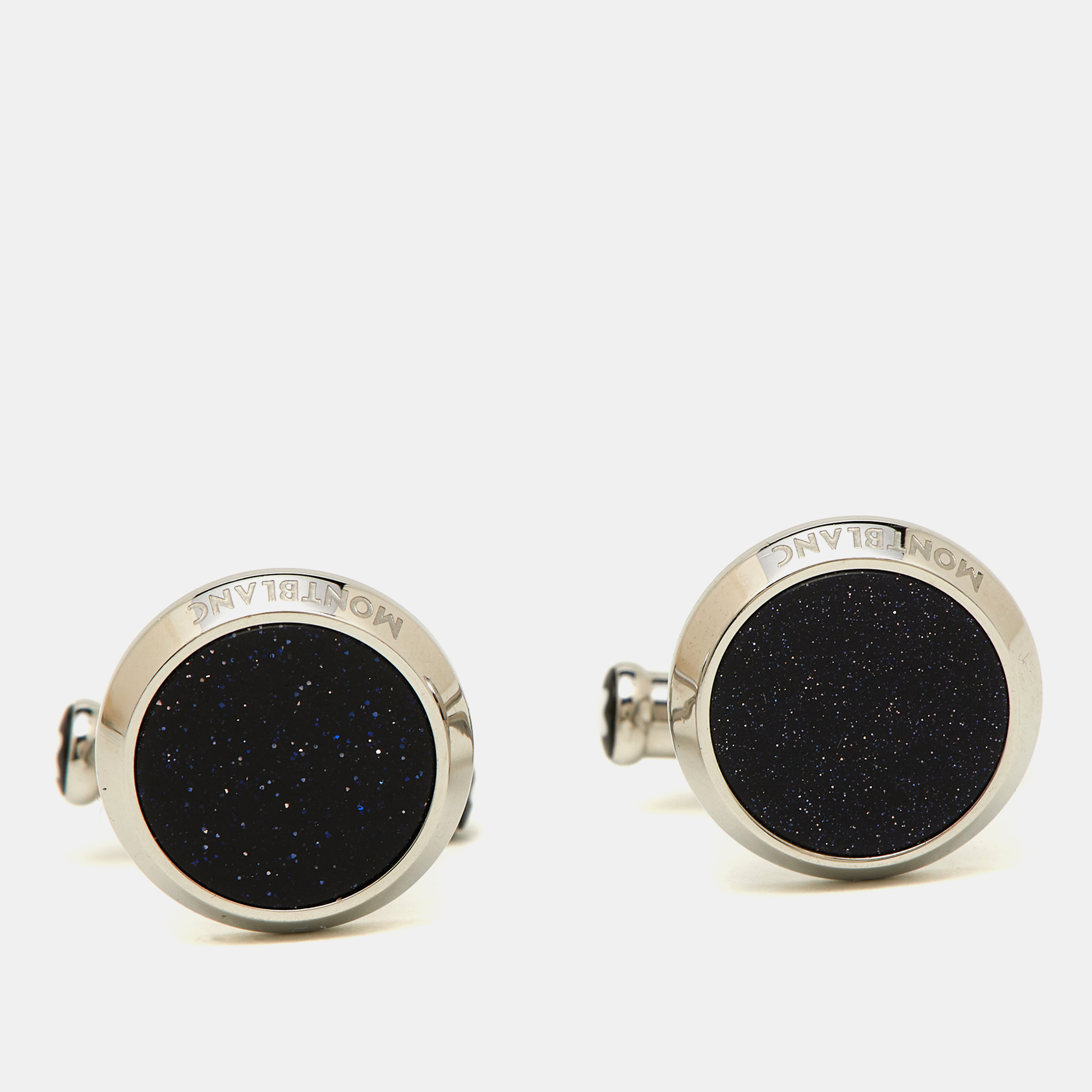 Montblanc Meisterstück Blue Goldstone Stainless Steel Round Cufflinks