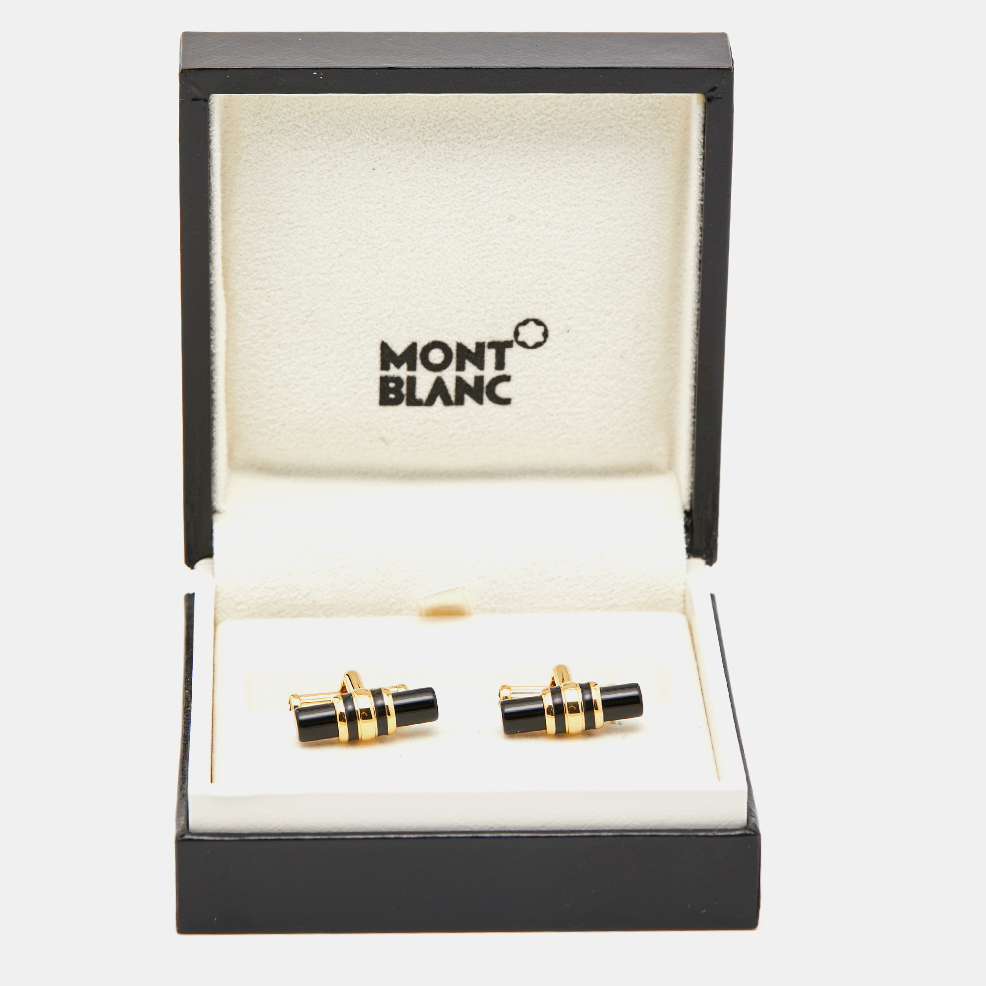 Montblanc Iconic Bar Onyx Gold Tone Cufflinks