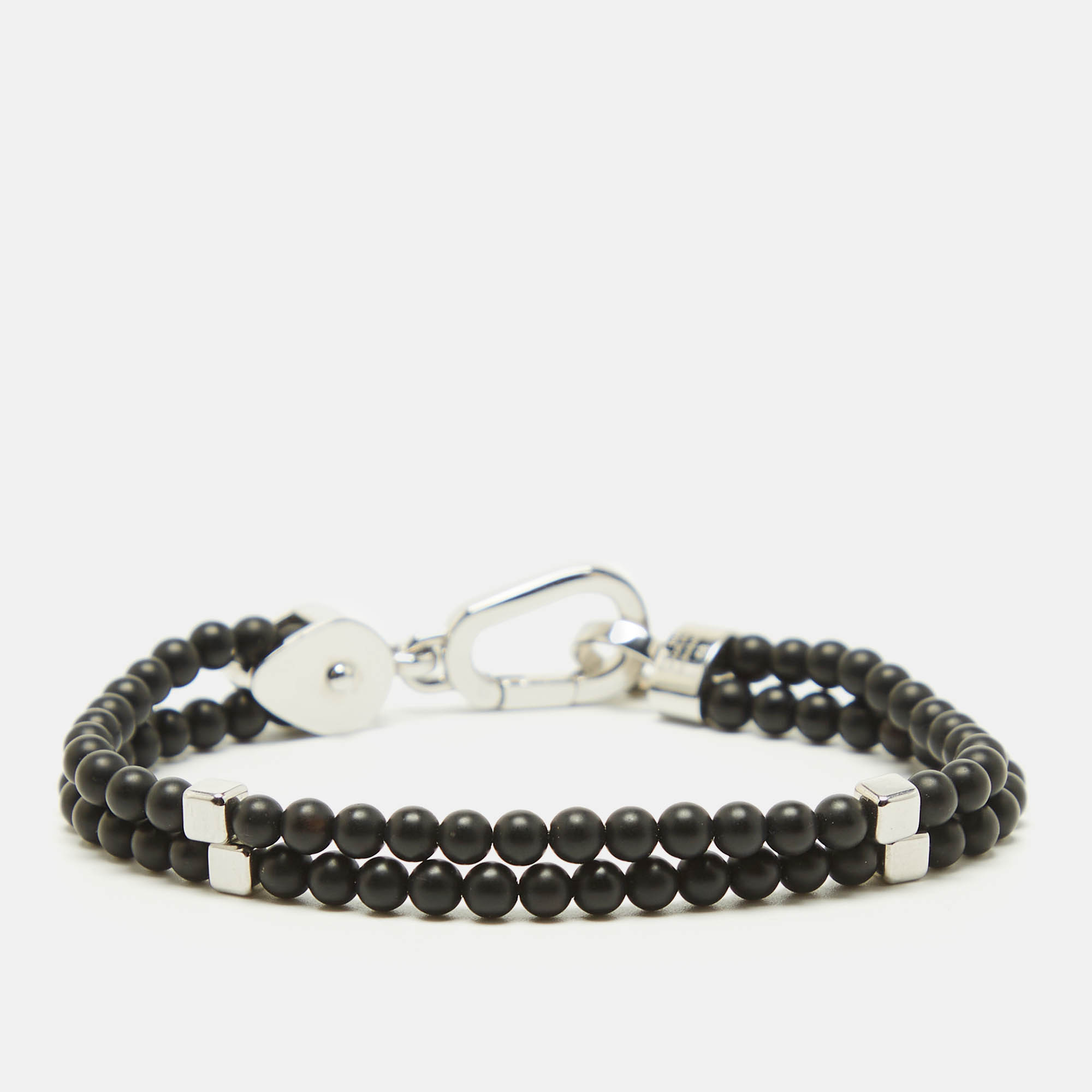 Montblanc onyx beads steel wrap me bracelet