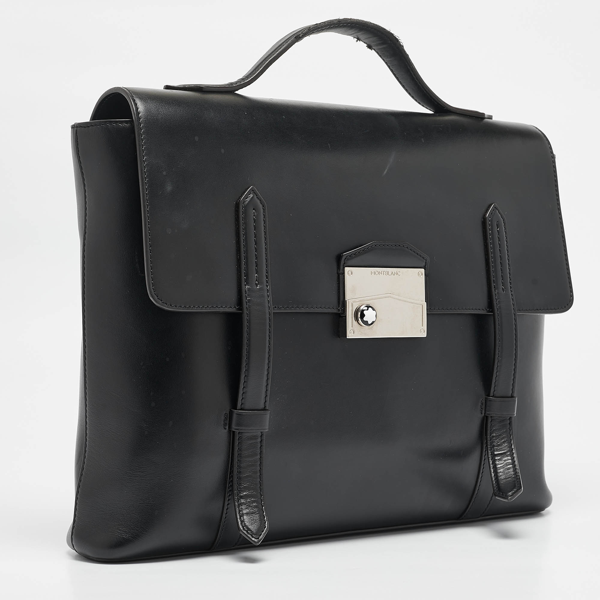 Montblanc Black Leather Meisterstück Neo Briefcase Bag