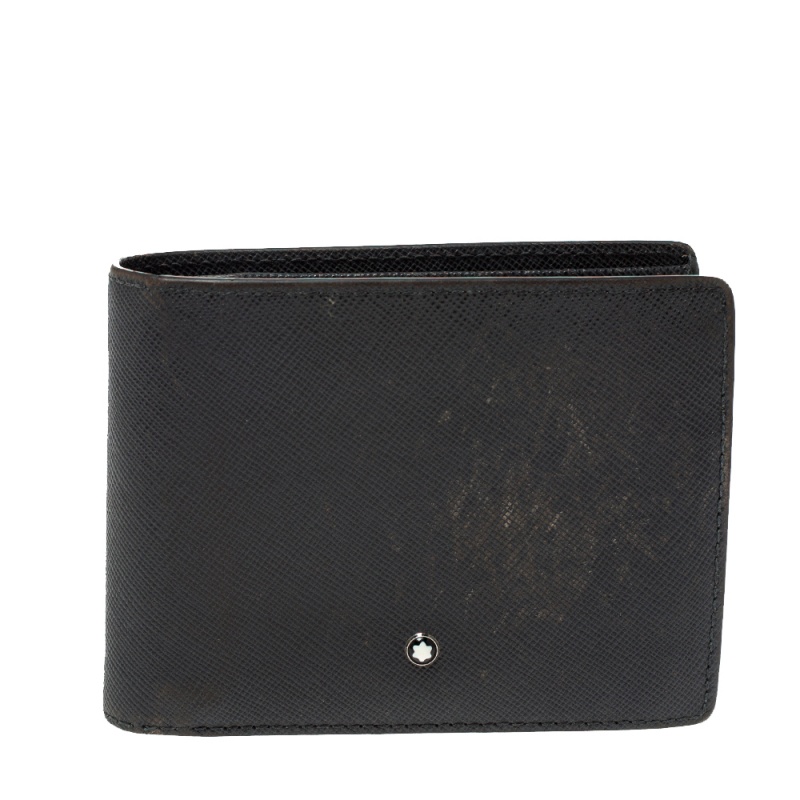 Image of Montblanc Grey Leather Bifold Wallet