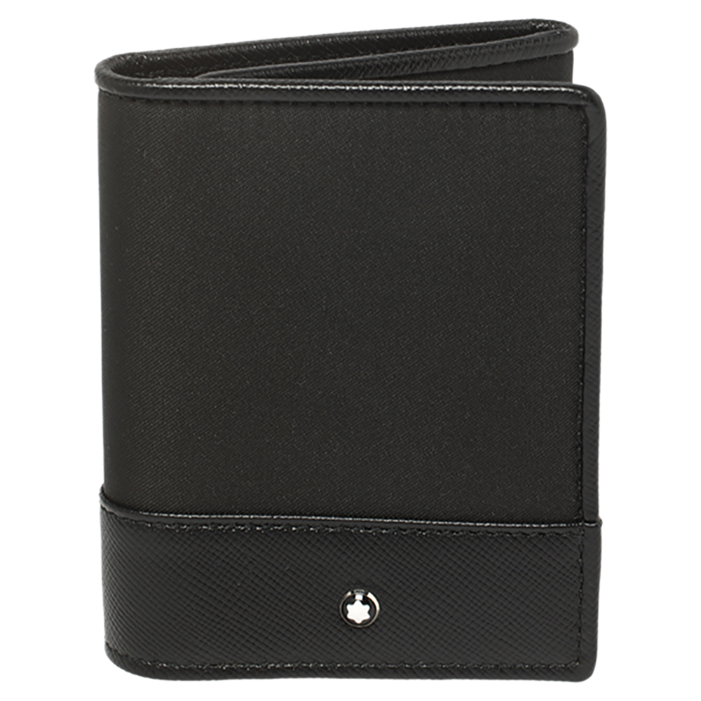 Montblanc Black Nylon and Leather Trifold Wallet