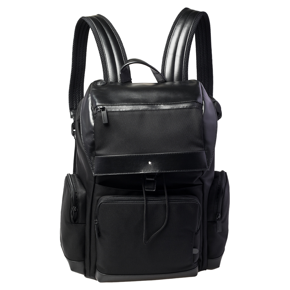 Montblanc Black Nylon and Leather Large Nightflight Backpack